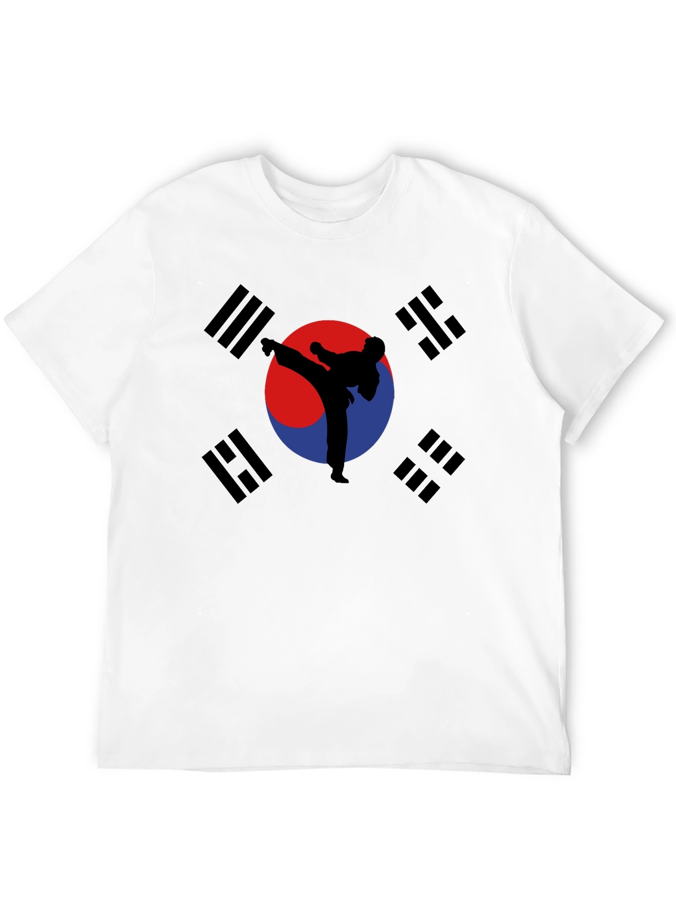 Korean Flag Taekwondo Kick T-Shirt - Black