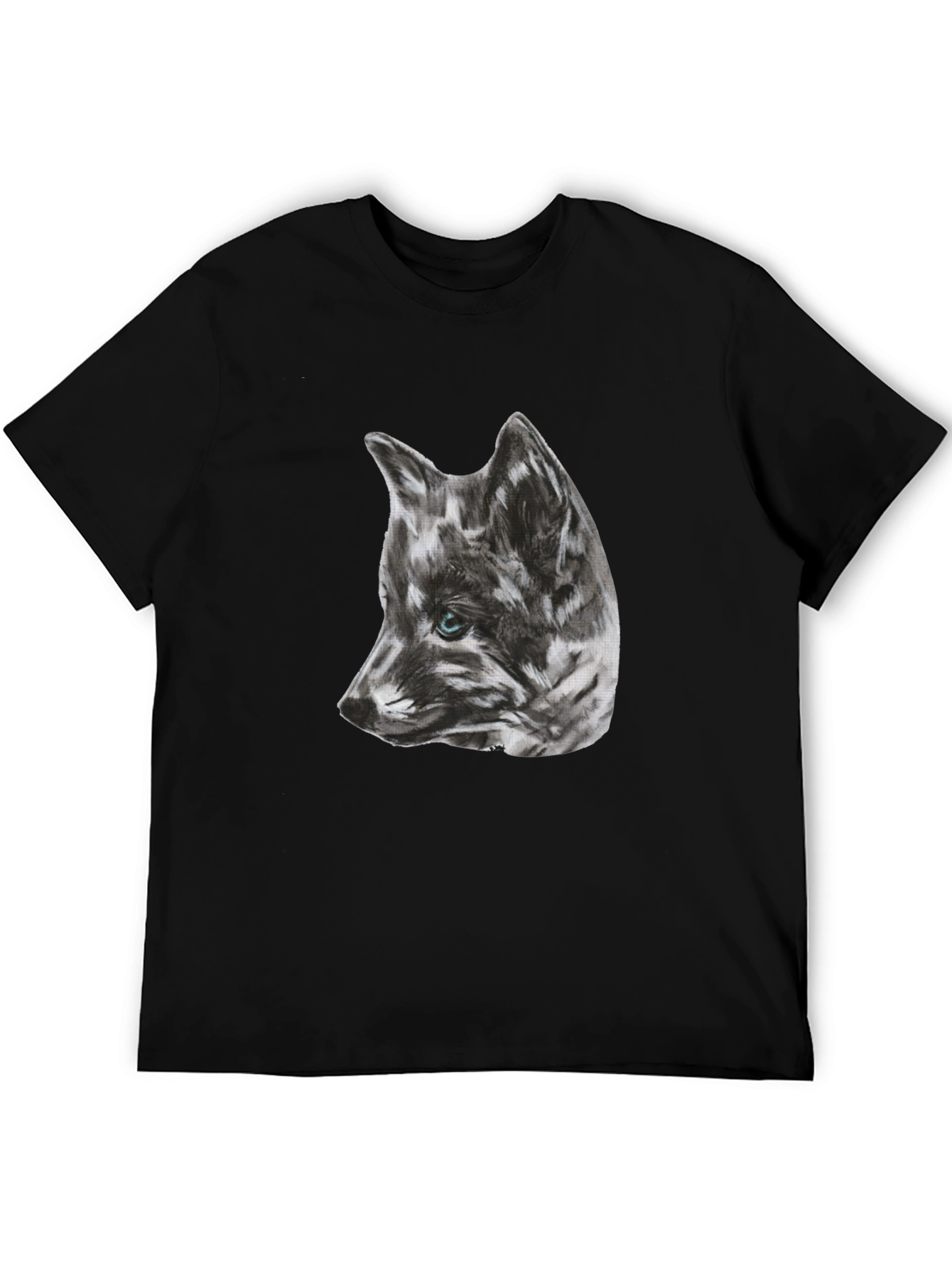 Wolf Sketch Graphic Black T-Shirt