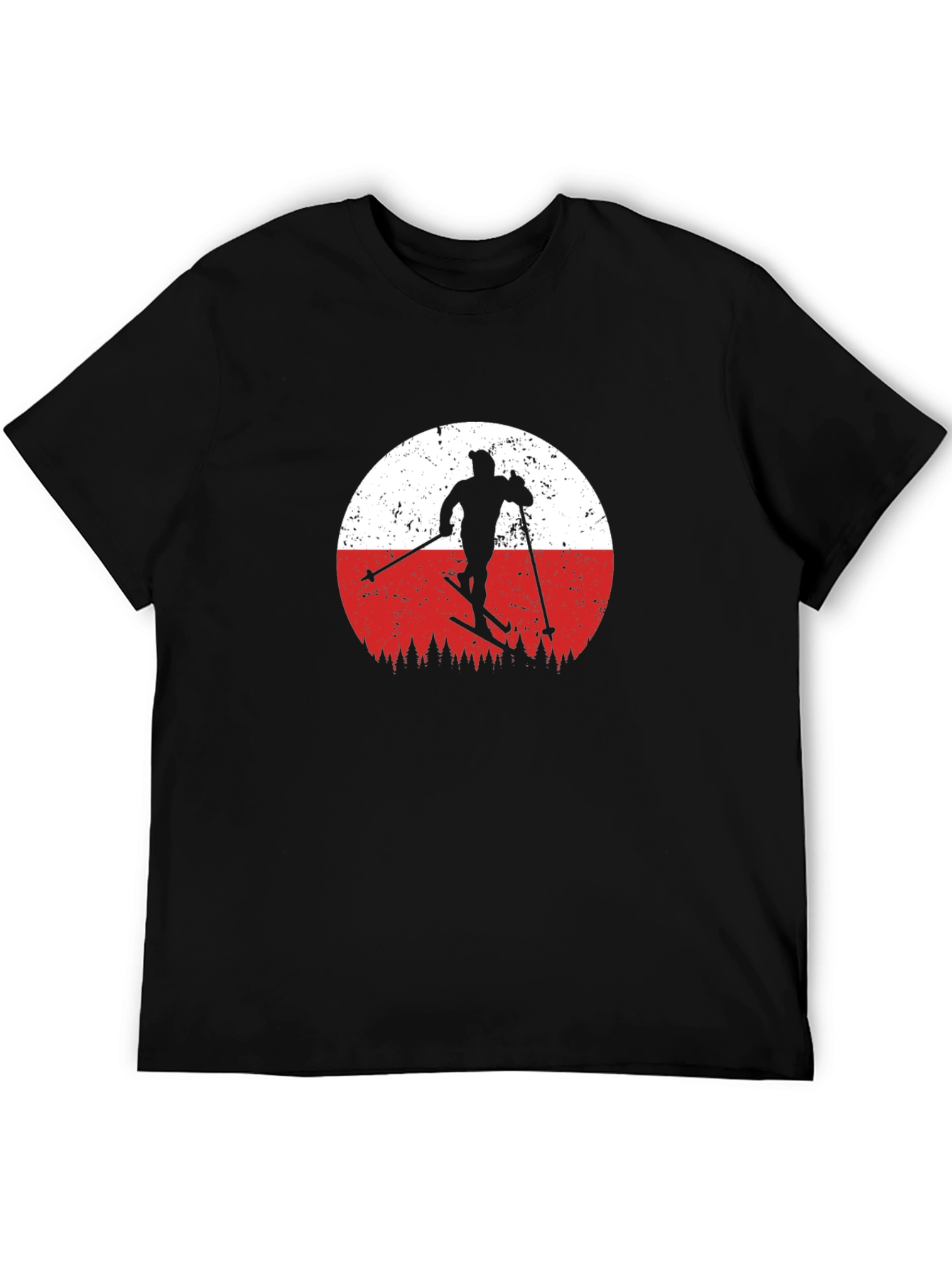 Skiing Silhouette Graphic Tee - Retro Style