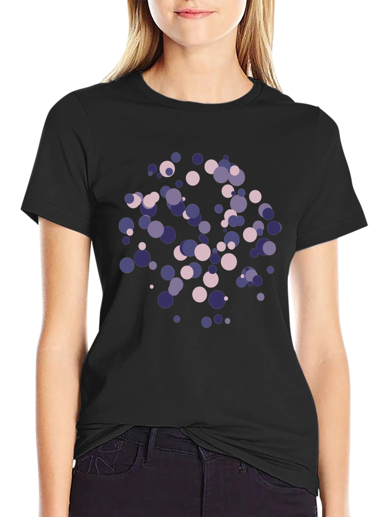 Abstract Circle Pattern Black T-Shirt