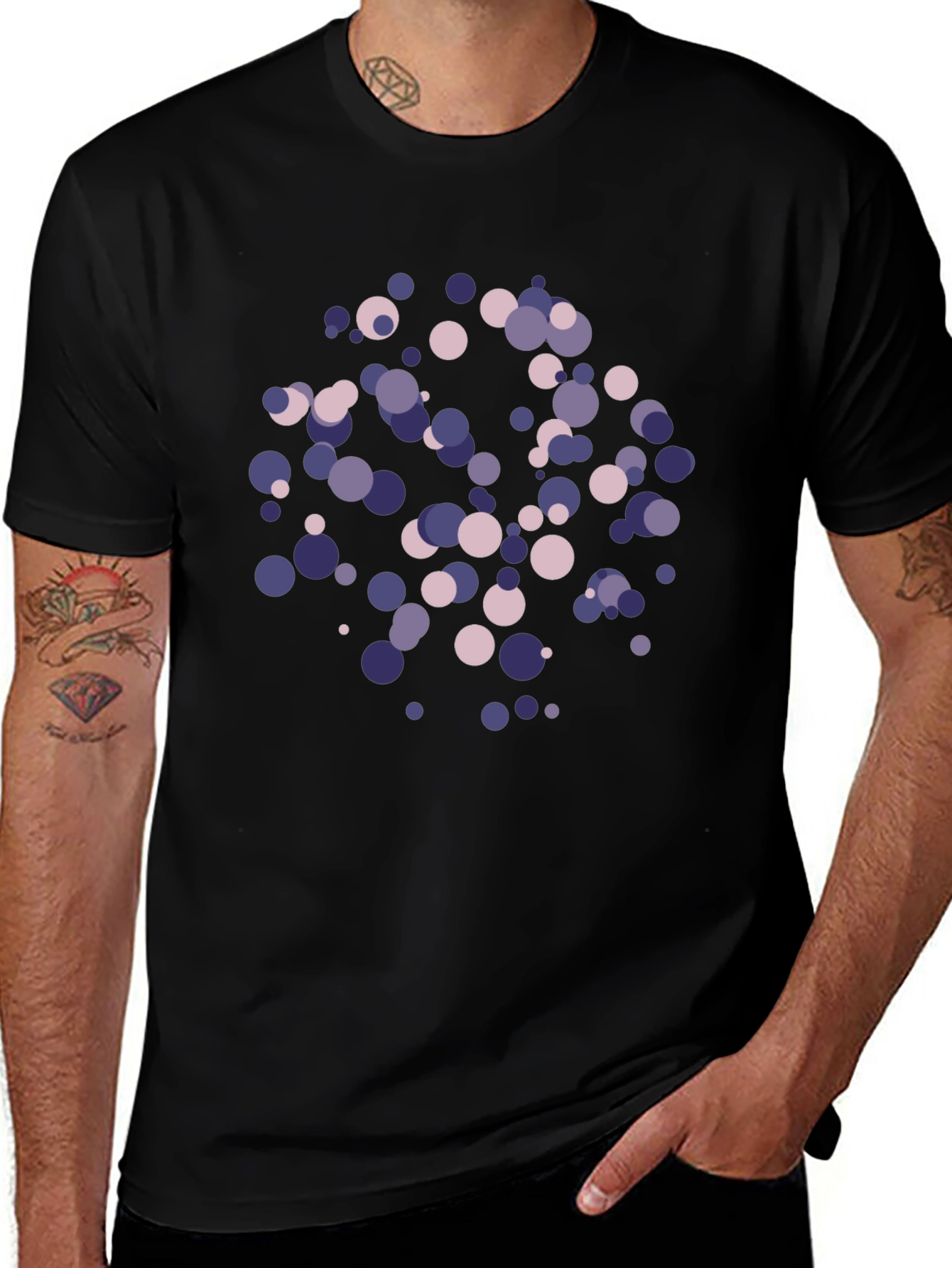 Abstract Circle Pattern Black T-Shirt