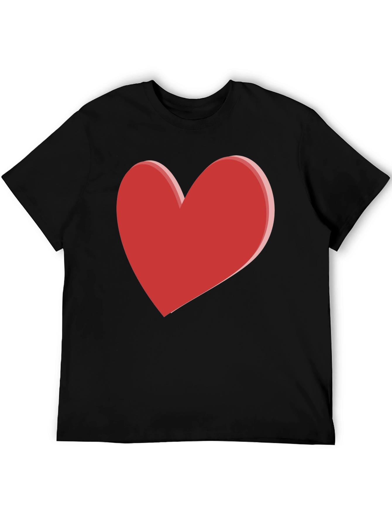 Bold Red Heart Graphic Black T-Shirt