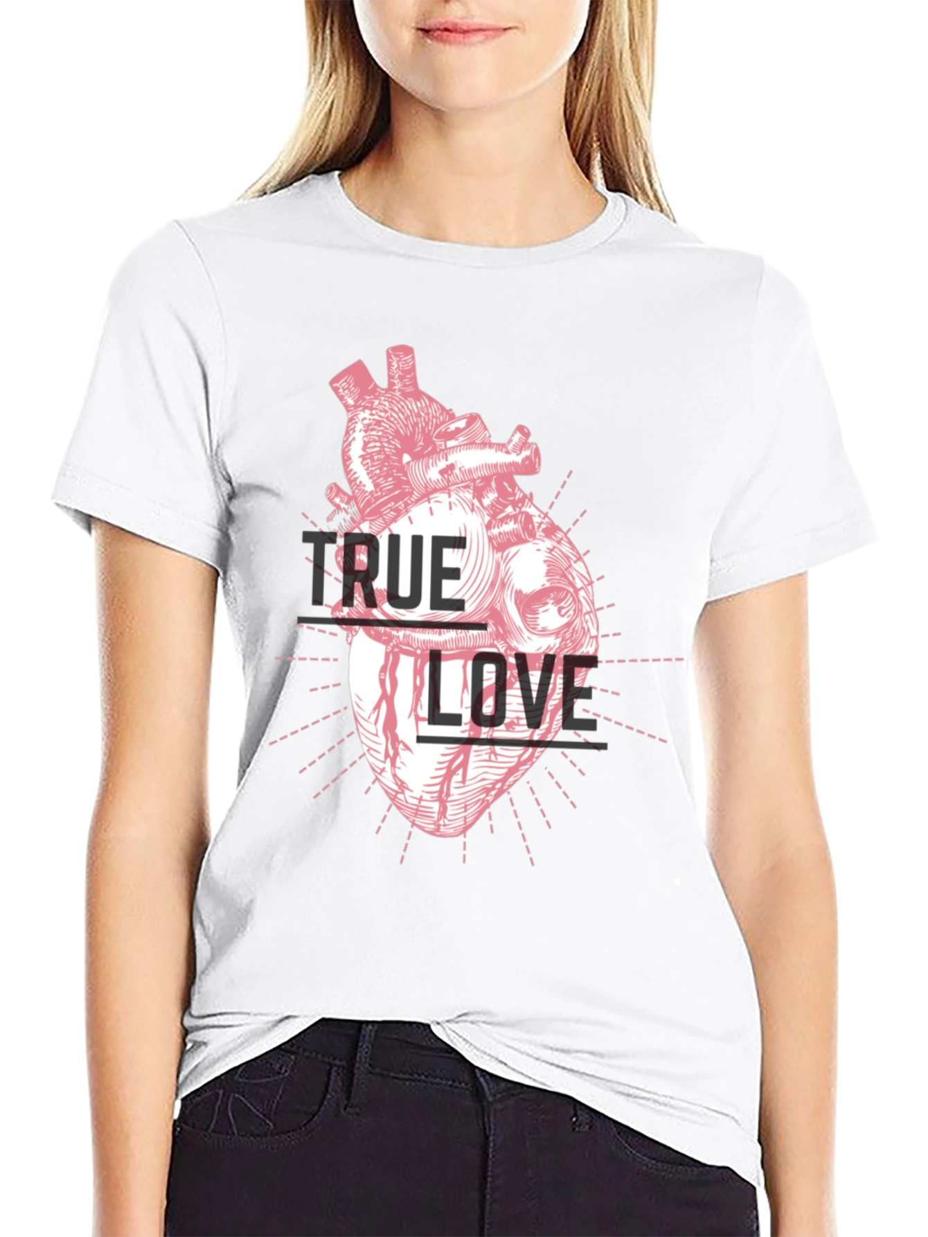 True Love Heart Graphic Tee - Black T-Shirt