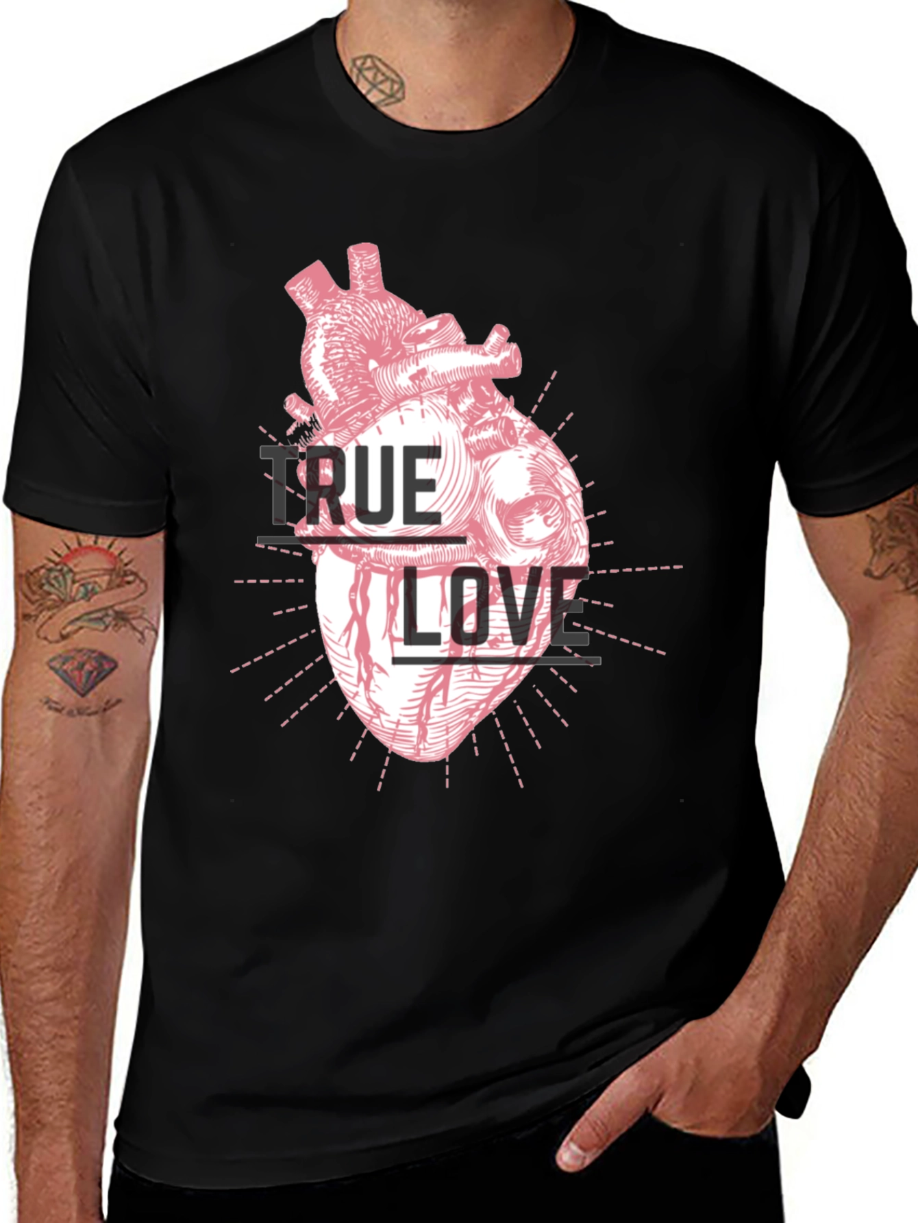 True Love Heart Graphic Tee - Black T-Shirt