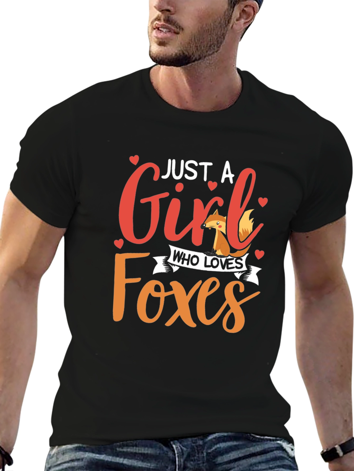 Just A Girl Who Loves Foxes Black Graphic Tee