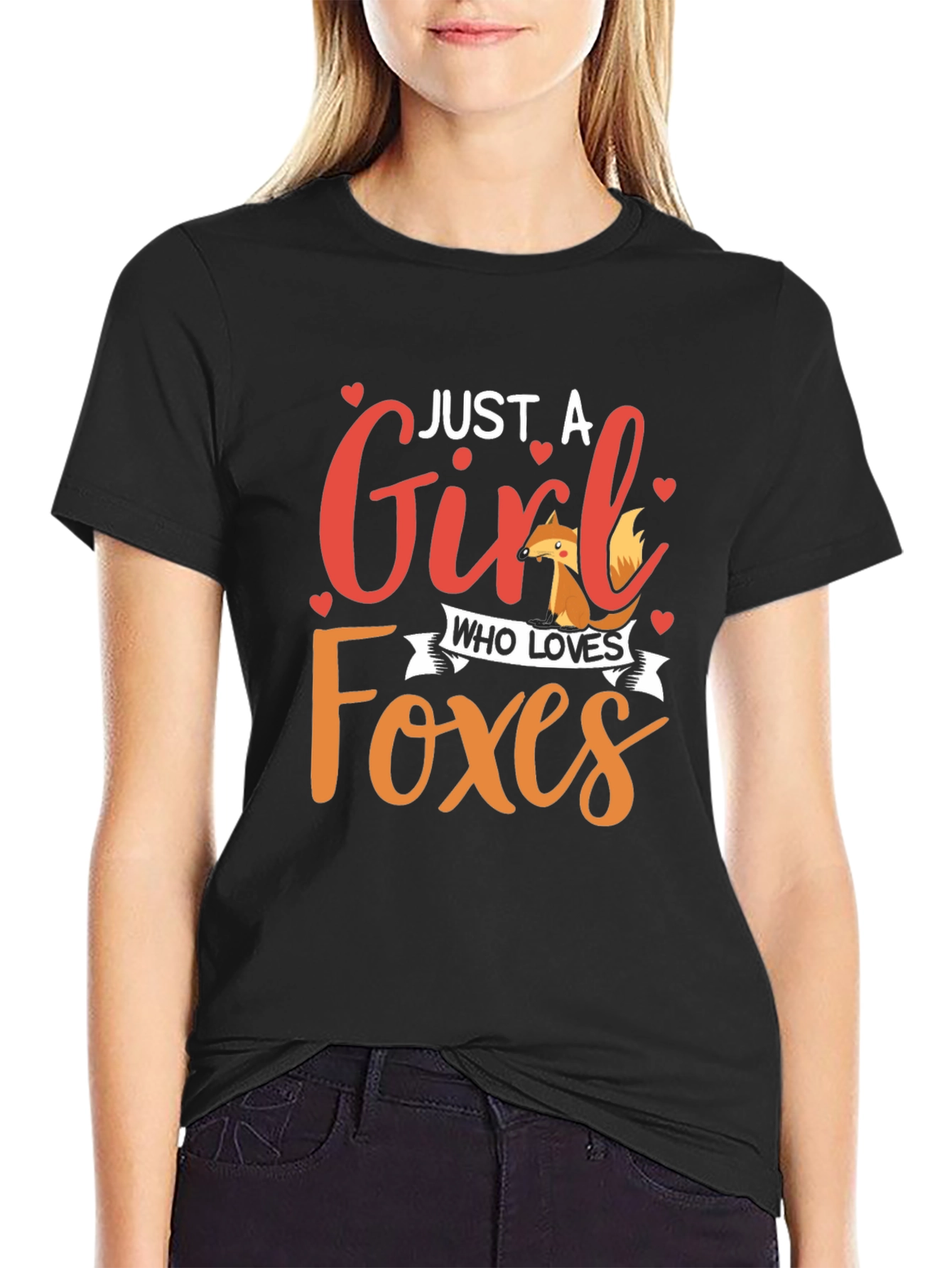 Just A Girl Who Loves Foxes Black Graphic Tee