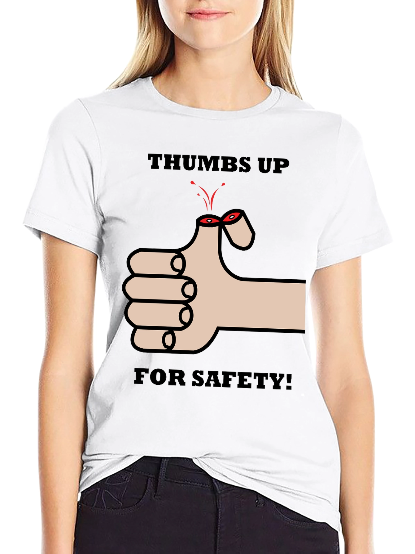 Thumbs Up For Safety Mens Black T-Shirt