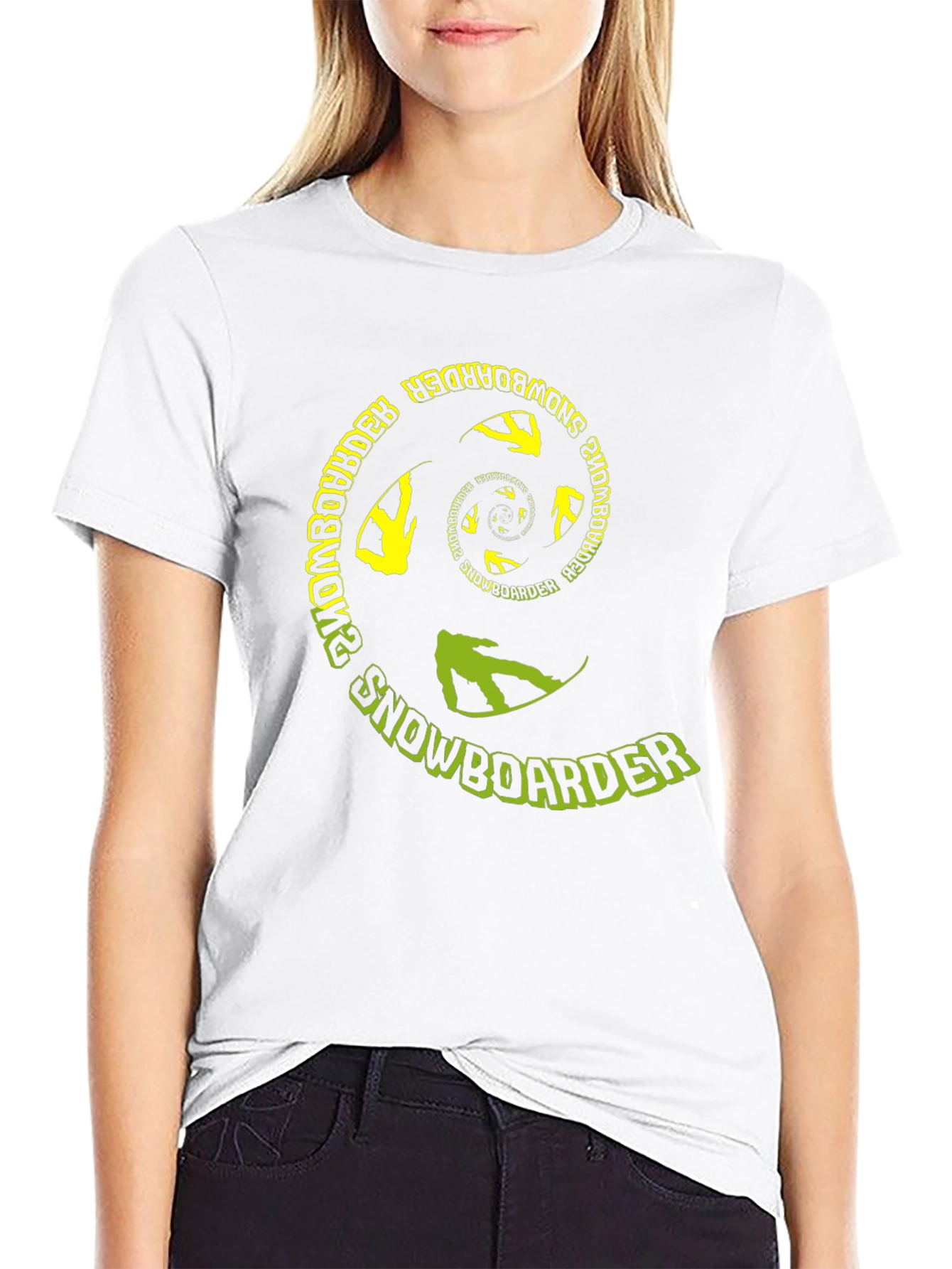 Snowboarder Spiral Graphic Tee - Black Cotton T-Shirt