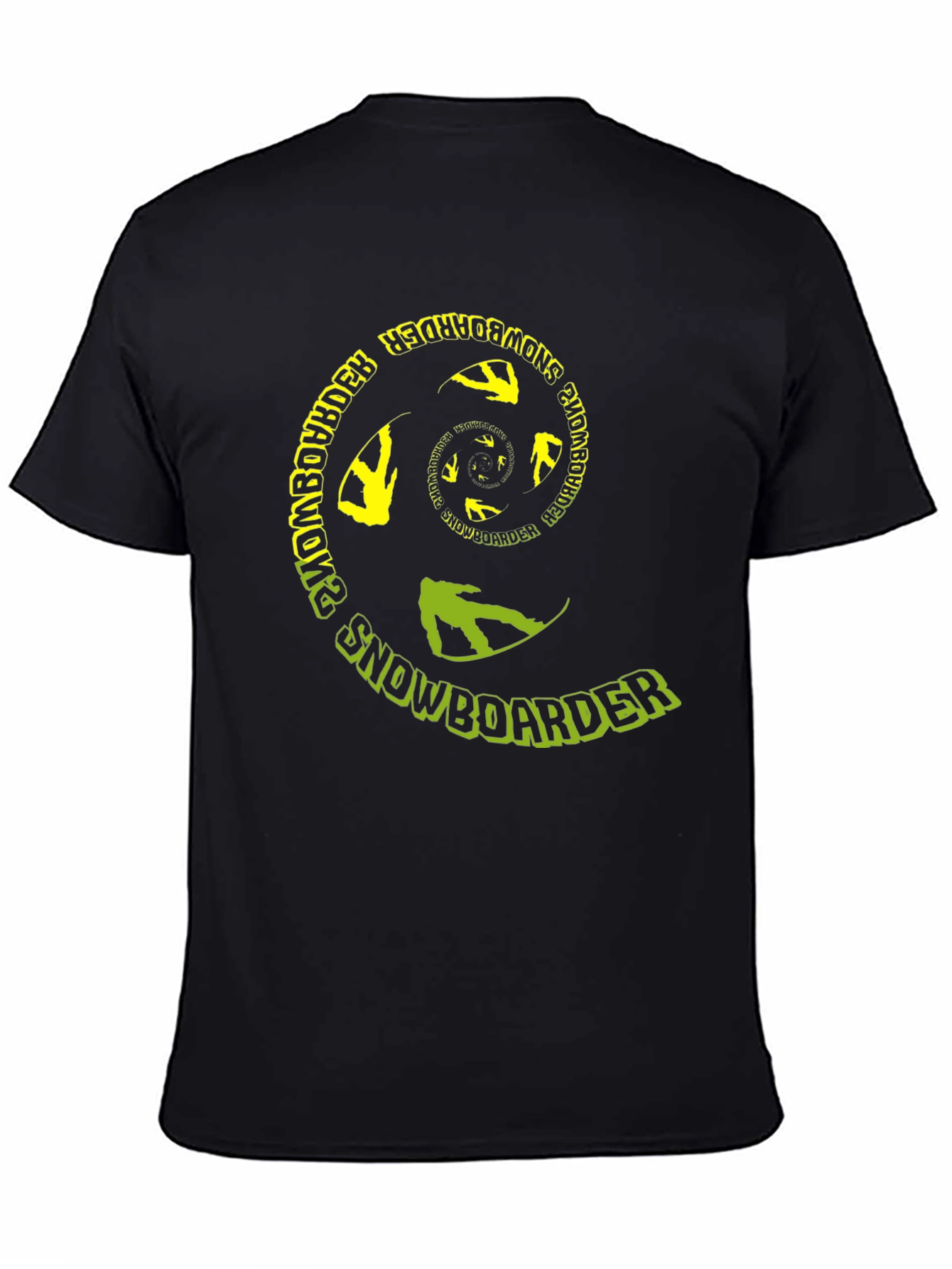 Snowboarder Spiral Graphic Tee - Black Cotton T-Shirt