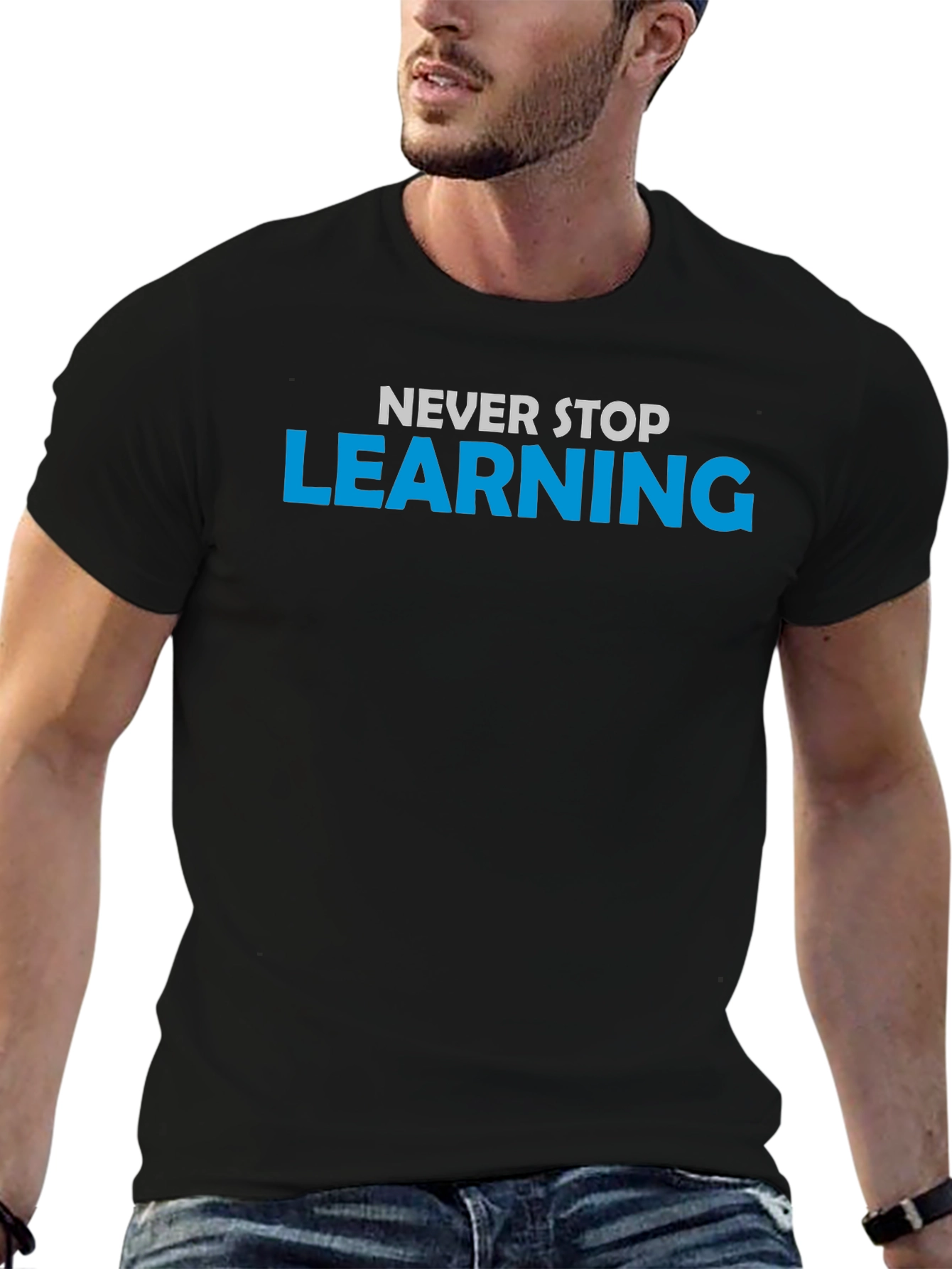Never Stop Learning Black T-Shirt