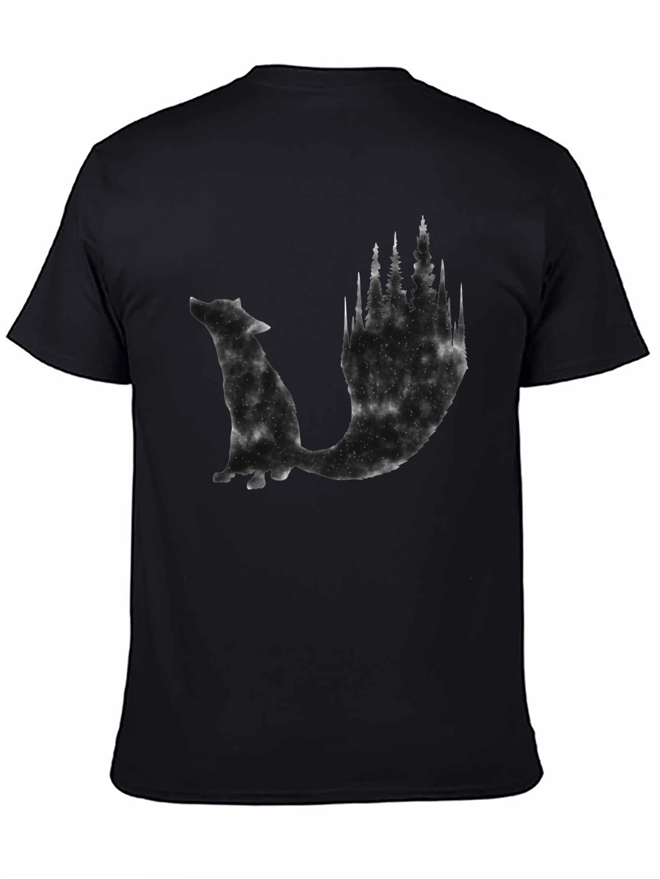 Mens Black Wolf & Forest Graphic Tee