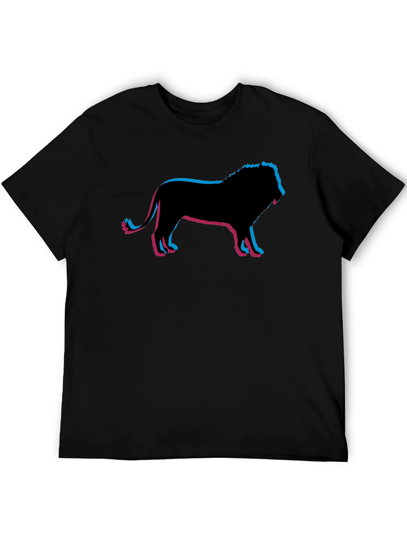 Lion Silhouette Graphic Print Black T-Shirt