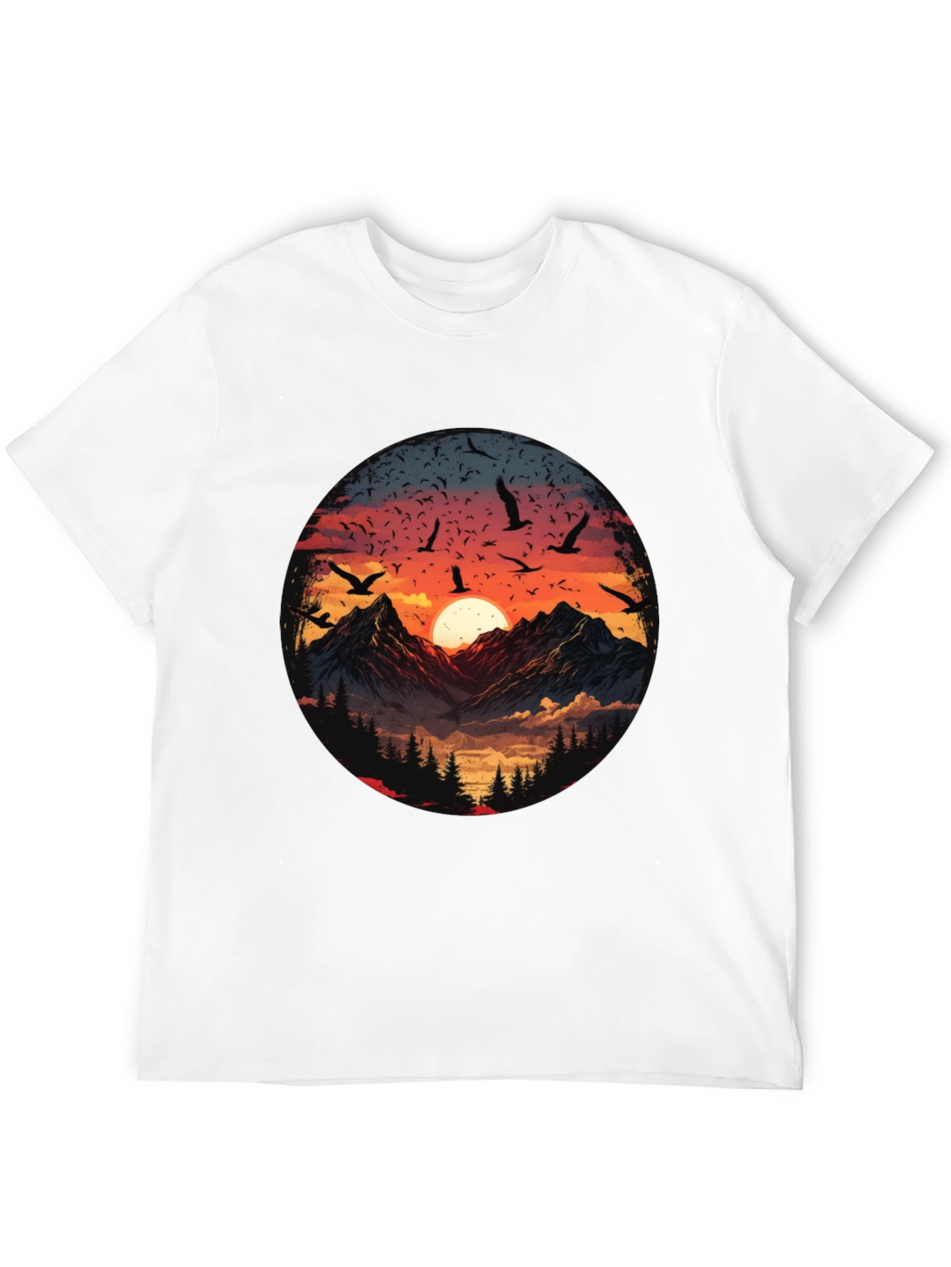 Mountain Sunset Graphic Tee - Mens Black T-Shirt