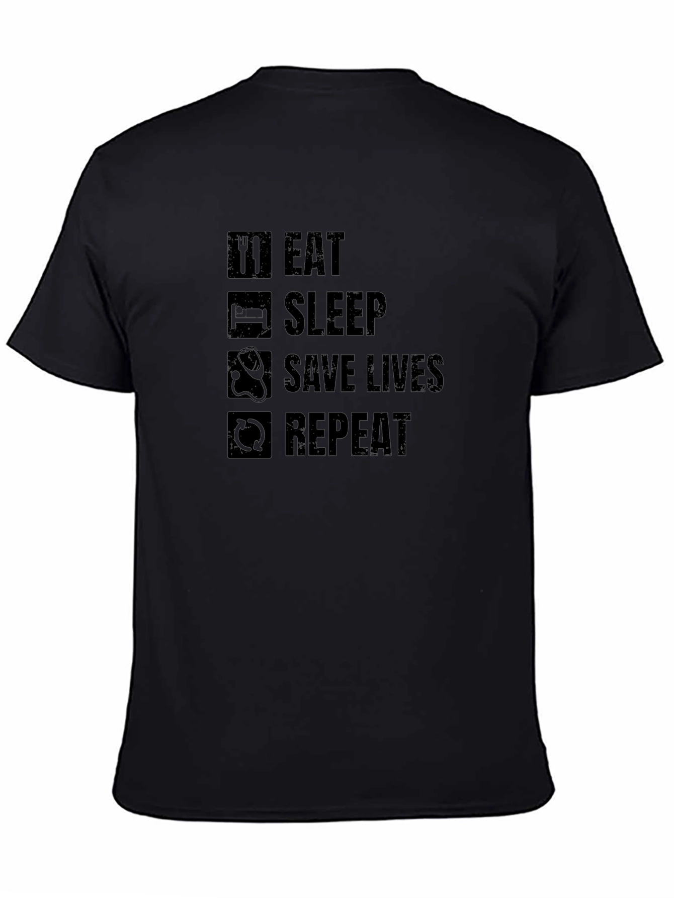 Eat Sleep Save Lives Repeat Black T-Shirt