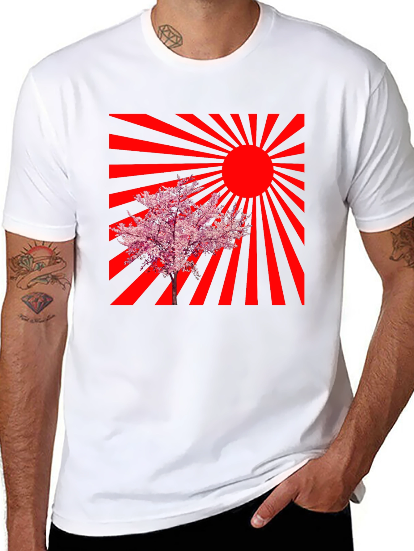 Rising Sun Cherry Blossom Graphic Tee