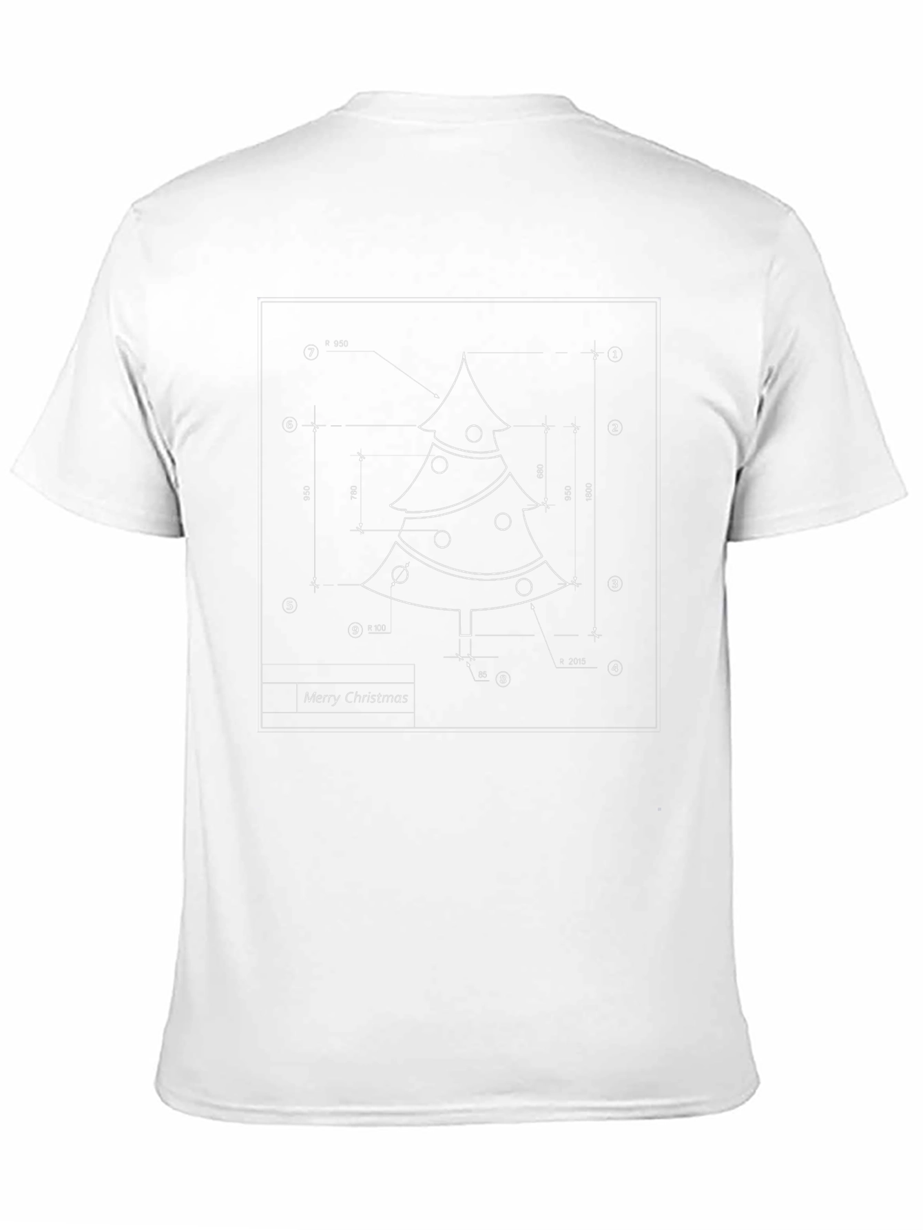 Christmas Tree Blueprint Black T-Shirt