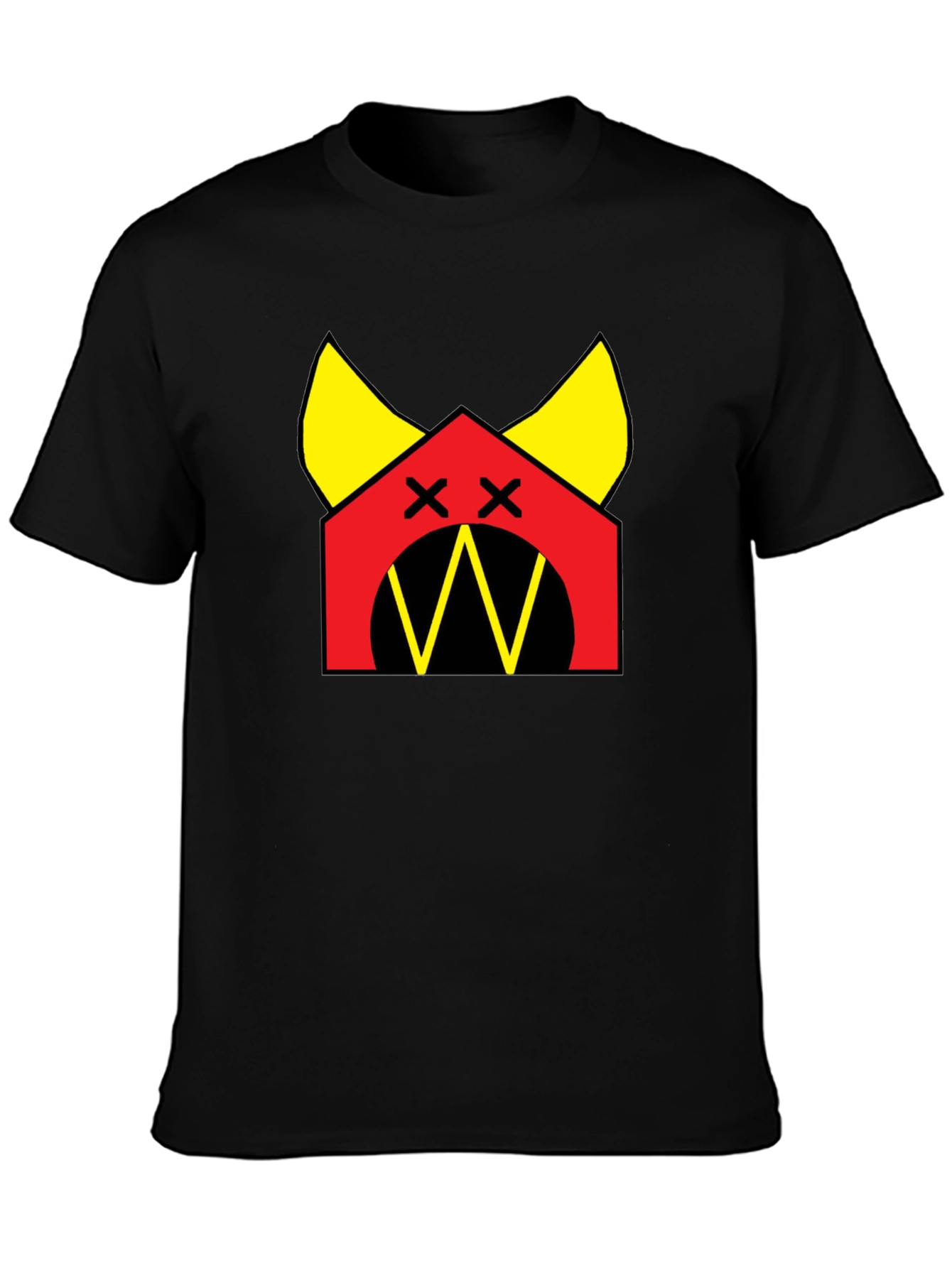 Graphic Tee: Red House with Yellow Accents Black T-Shirt