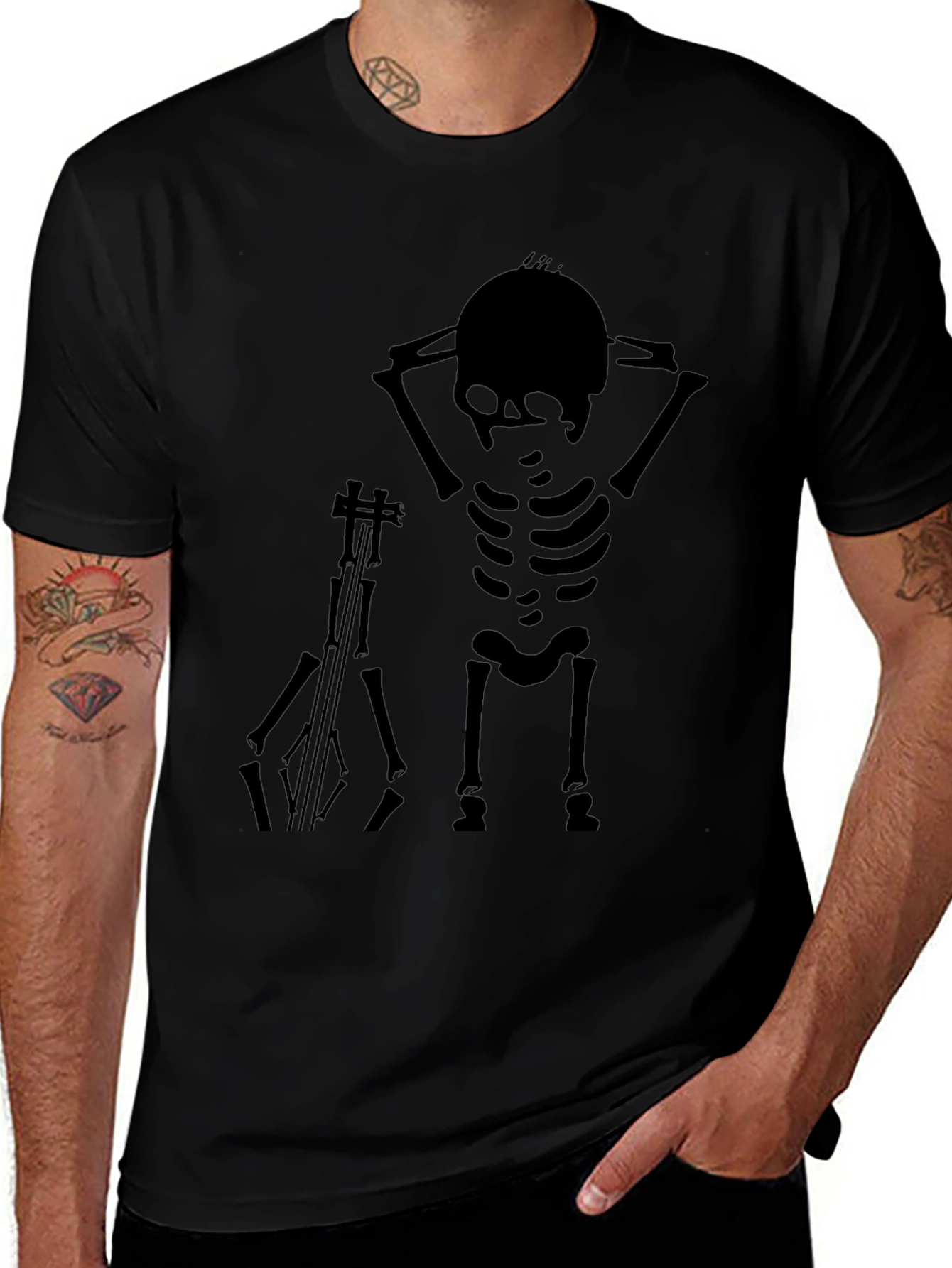 Skeleton Musician Graphic Tee