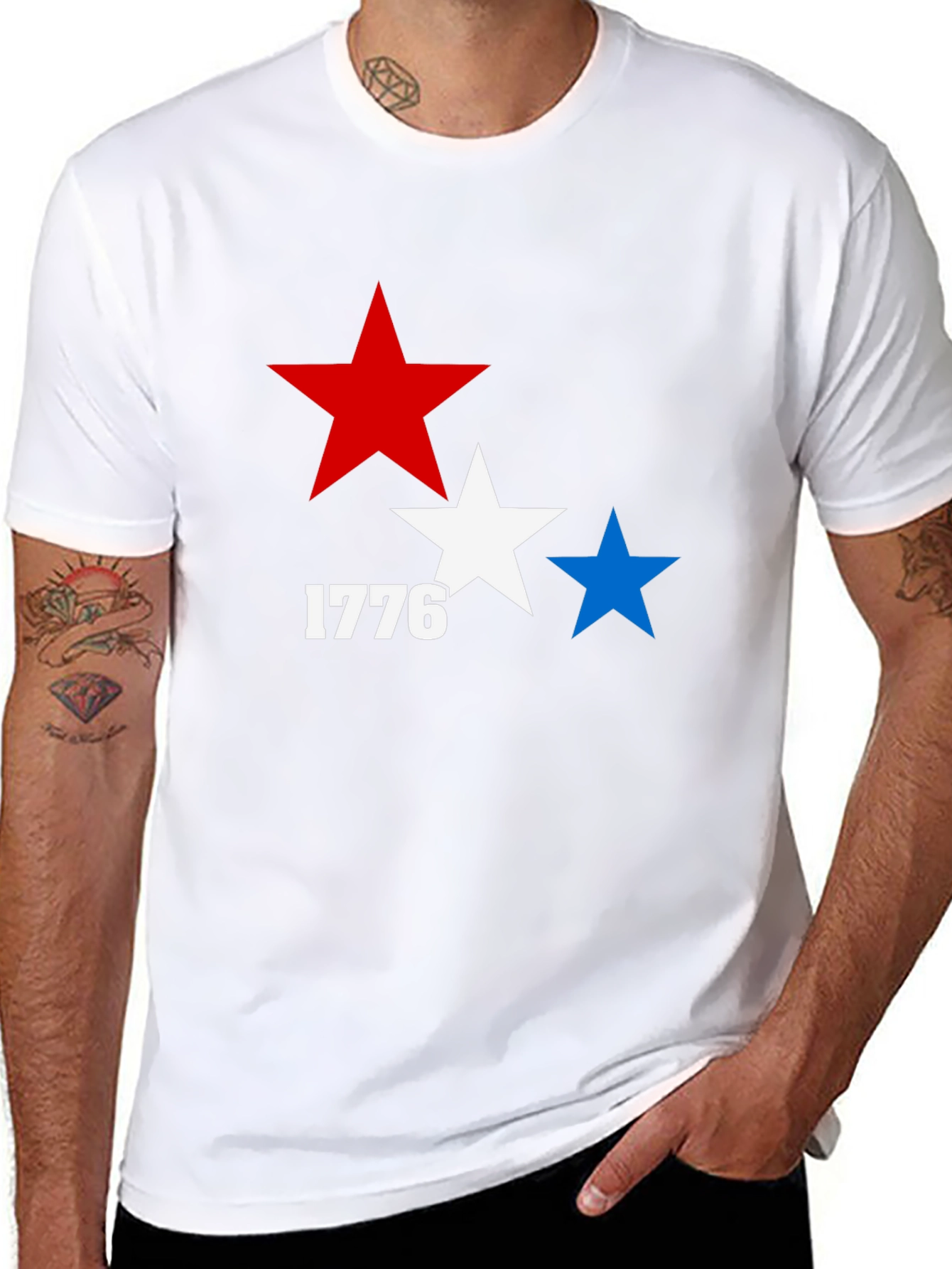 Patriotic 1776 Star Graphic T-Shirt