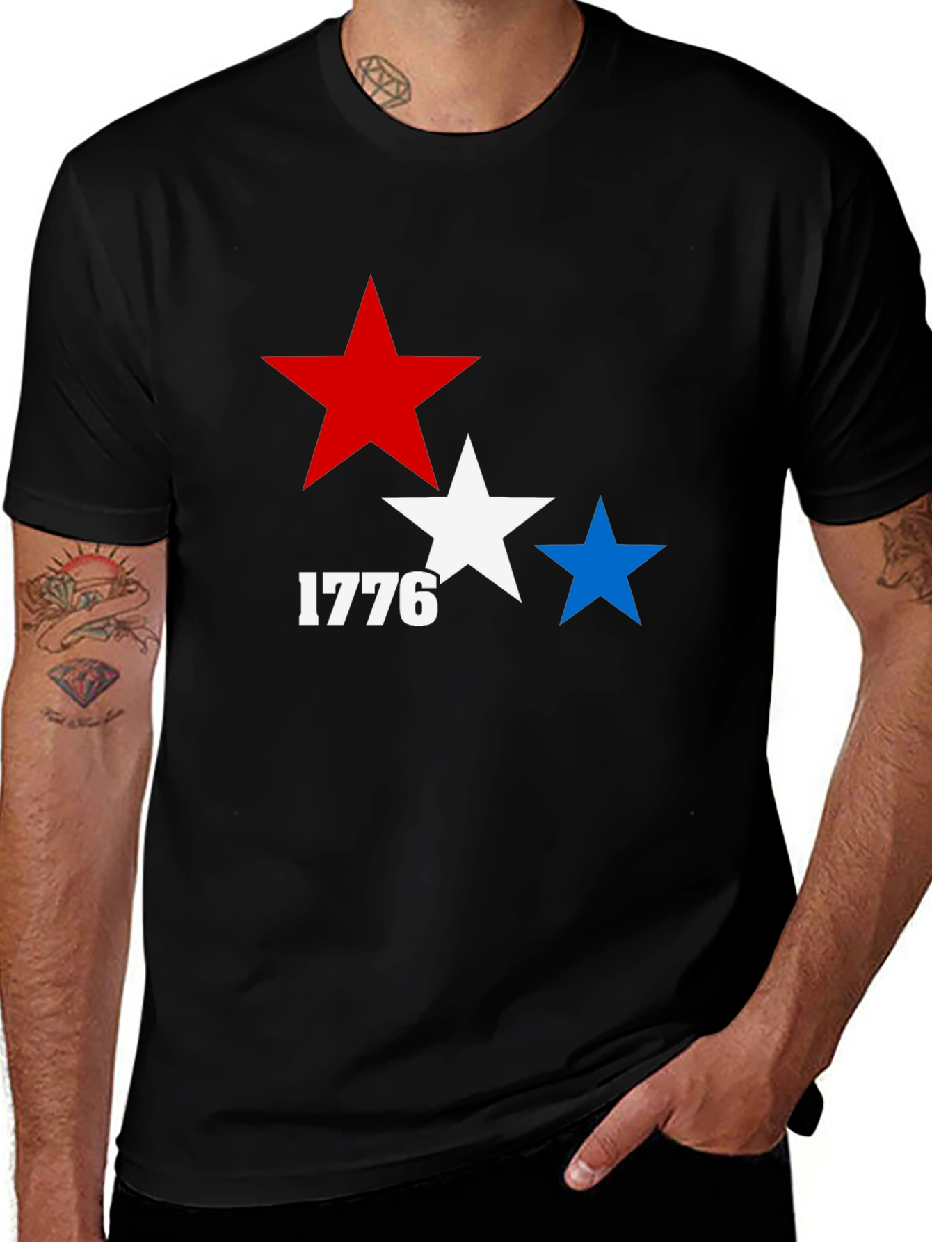 Patriotic 1776 Star Graphic T-Shirt
