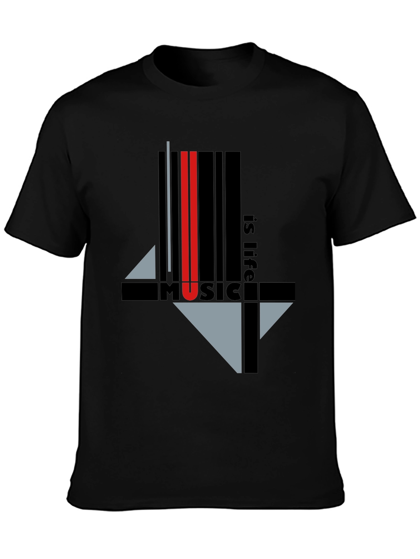 Music is Life Graphic Tee - Black