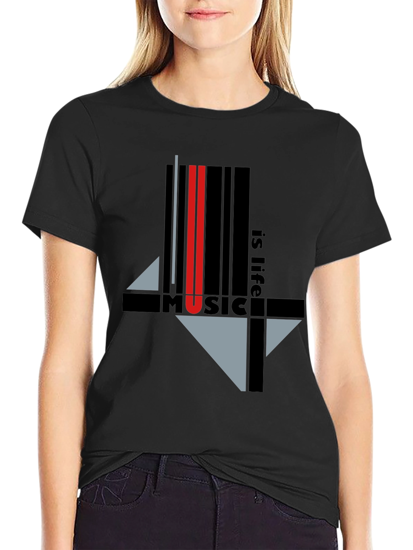 Music is Life Graphic Tee - Black