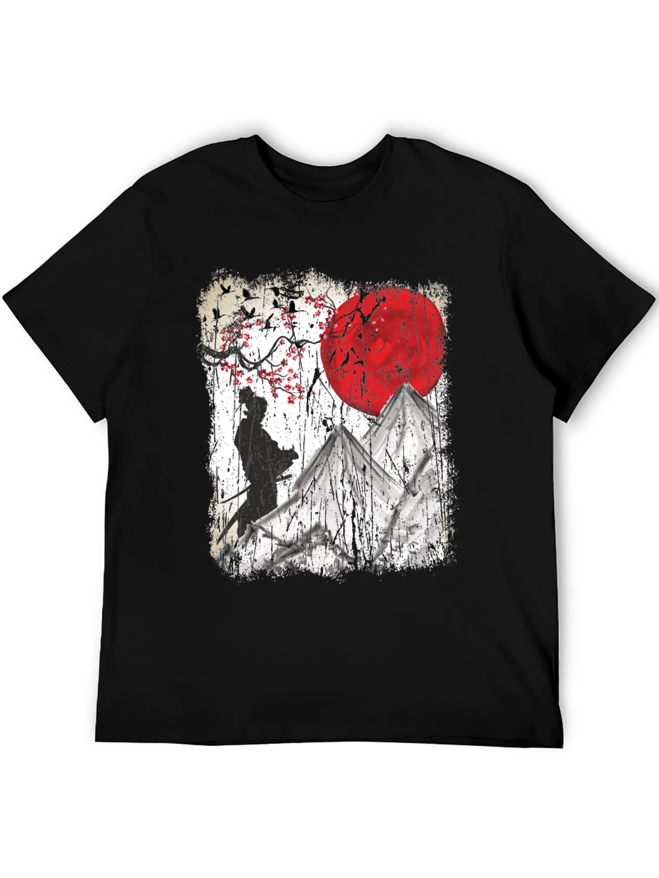 Samurai Moon Graphic Tee - Soft Cotton Blend T-Shirt