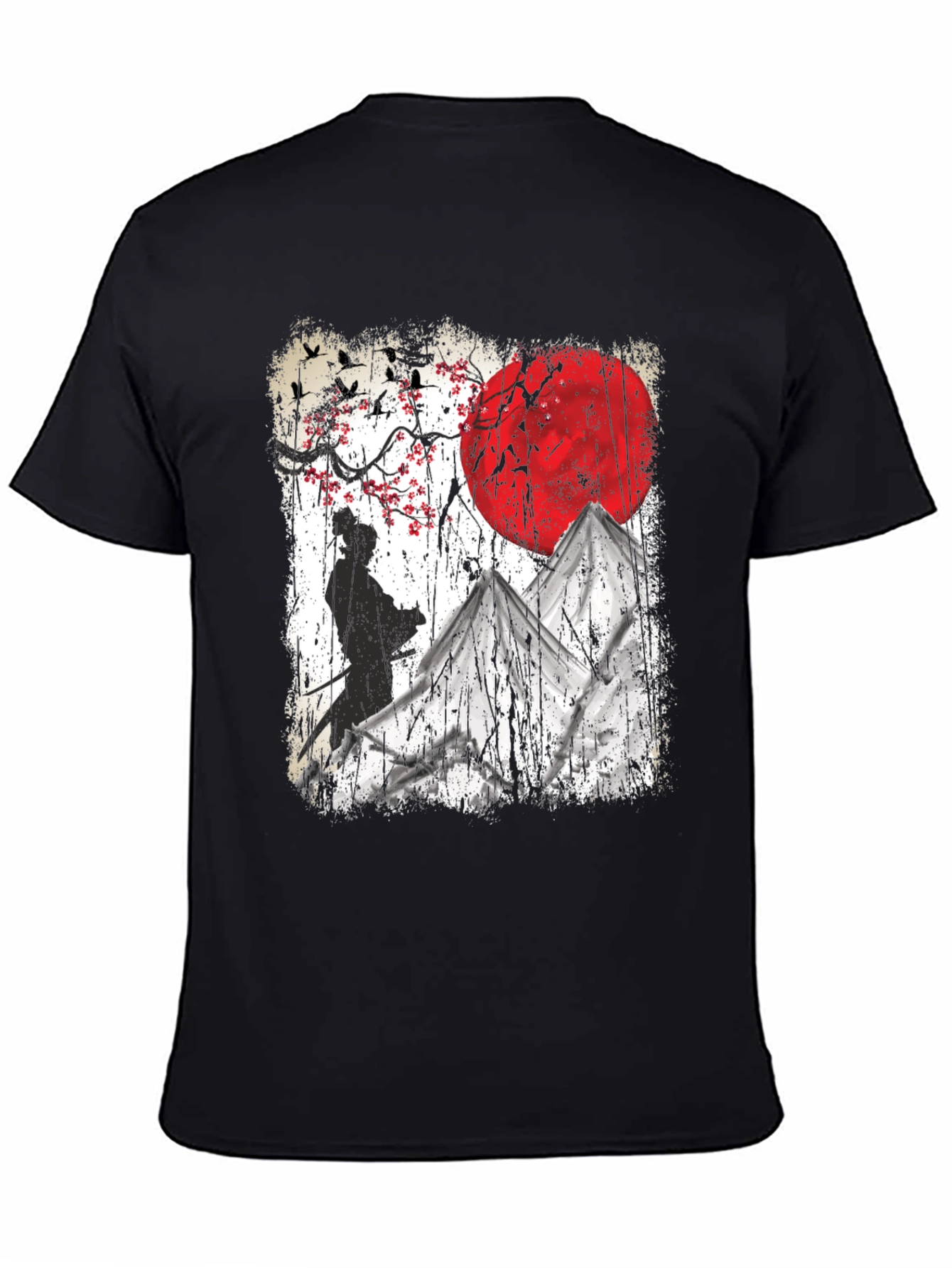 Samurai Moon Graphic Tee - Soft Cotton Blend T-Shirt