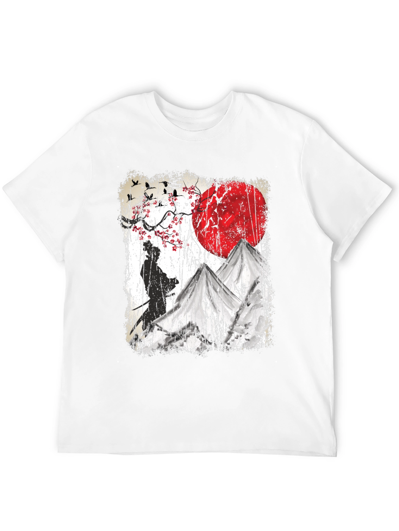Samurai Moon Graphic Tee - Soft Cotton Blend T-Shirt