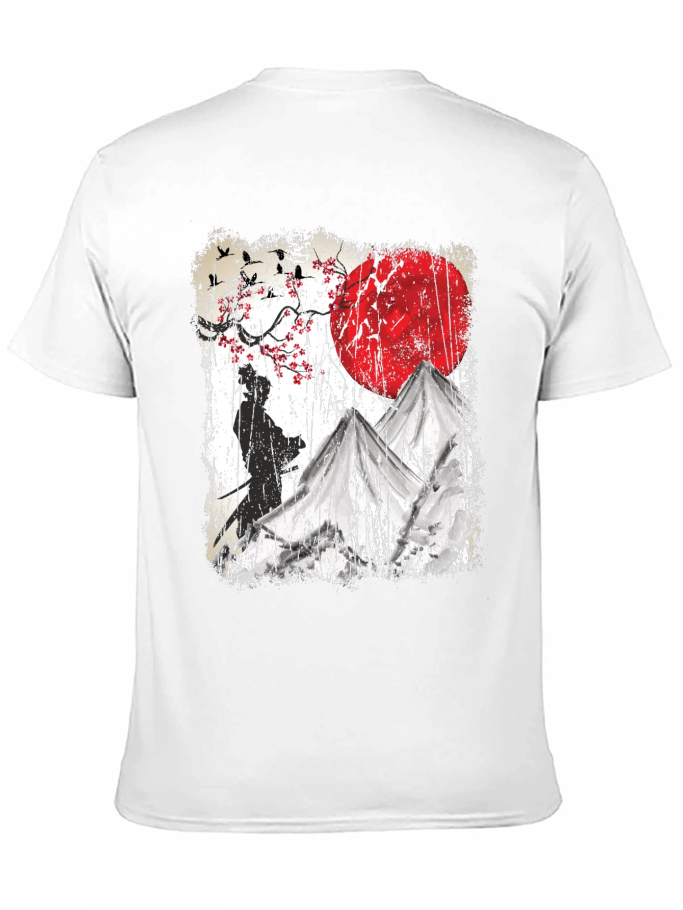 Samurai Moon Graphic Tee - Soft Cotton Blend T-Shirt