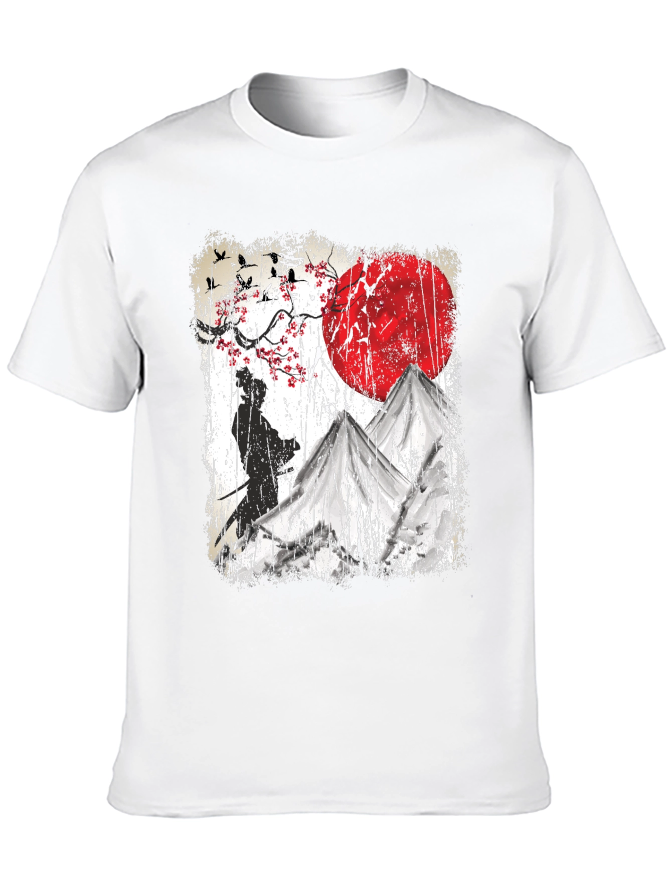Samurai Moon Graphic Tee - Soft Cotton Blend T-Shirt