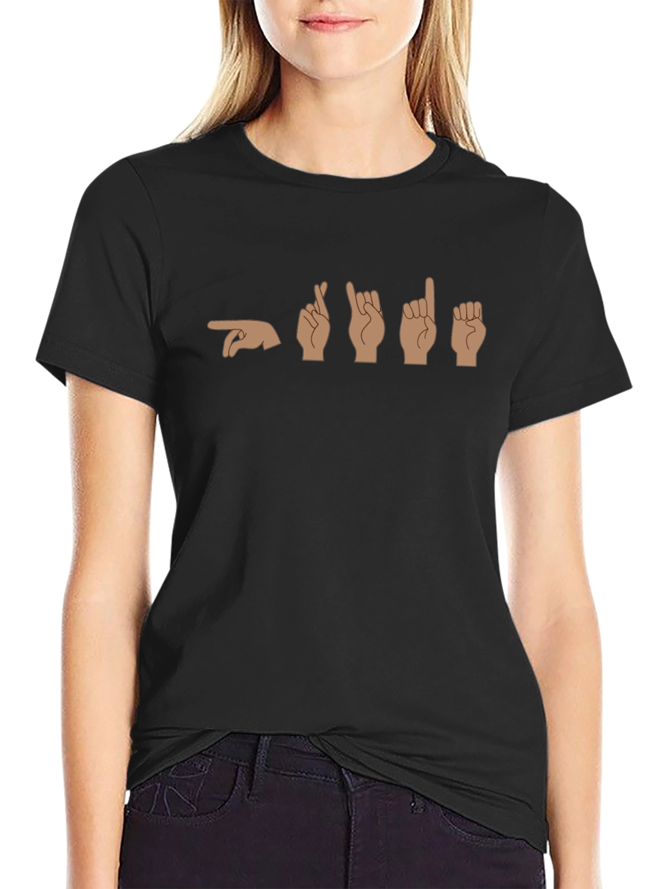 Fingerspelling T-Shirt - Black Cotton Tee