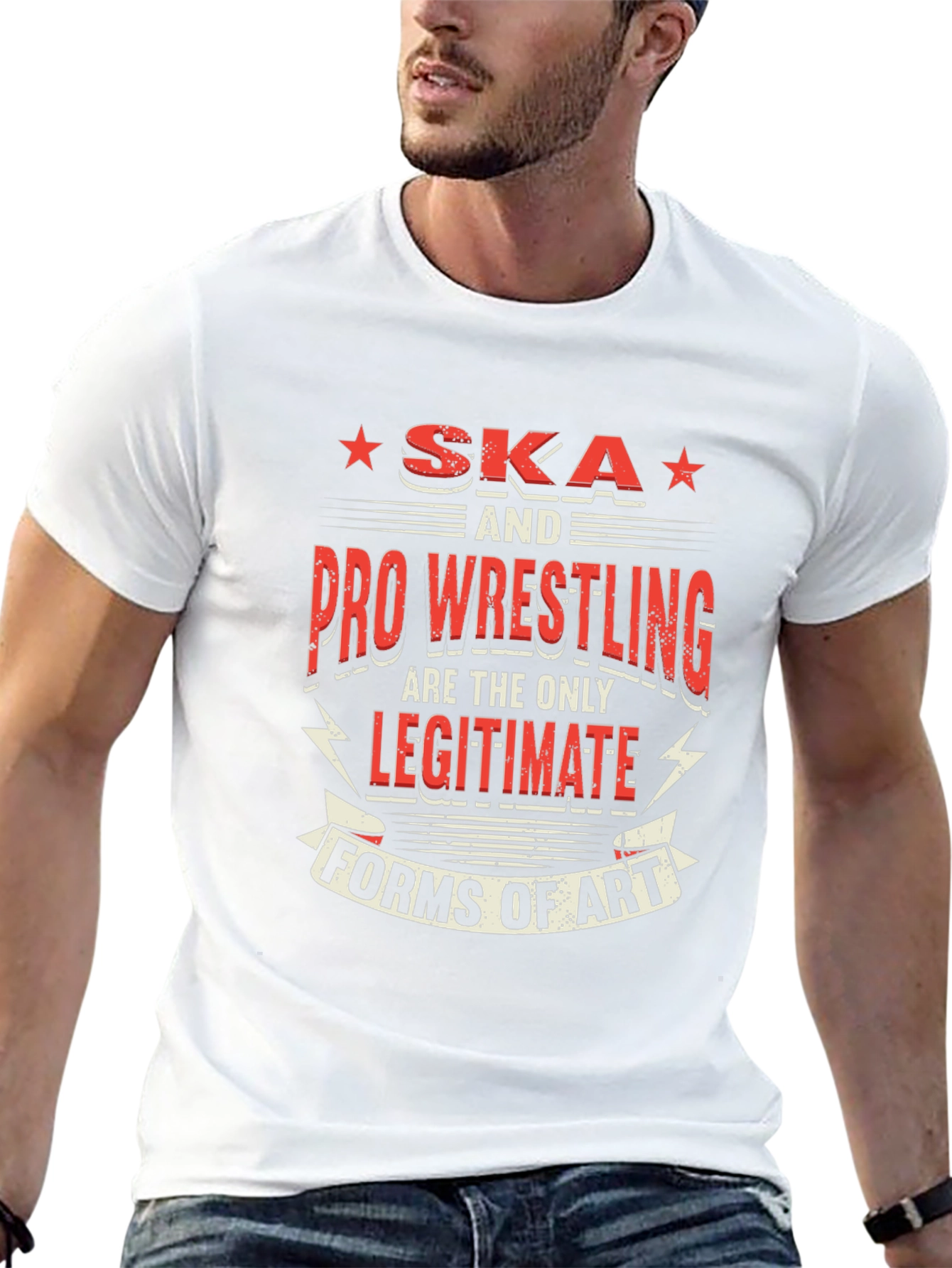Ska & Pro Wrestling Art Graphic T-Shirt