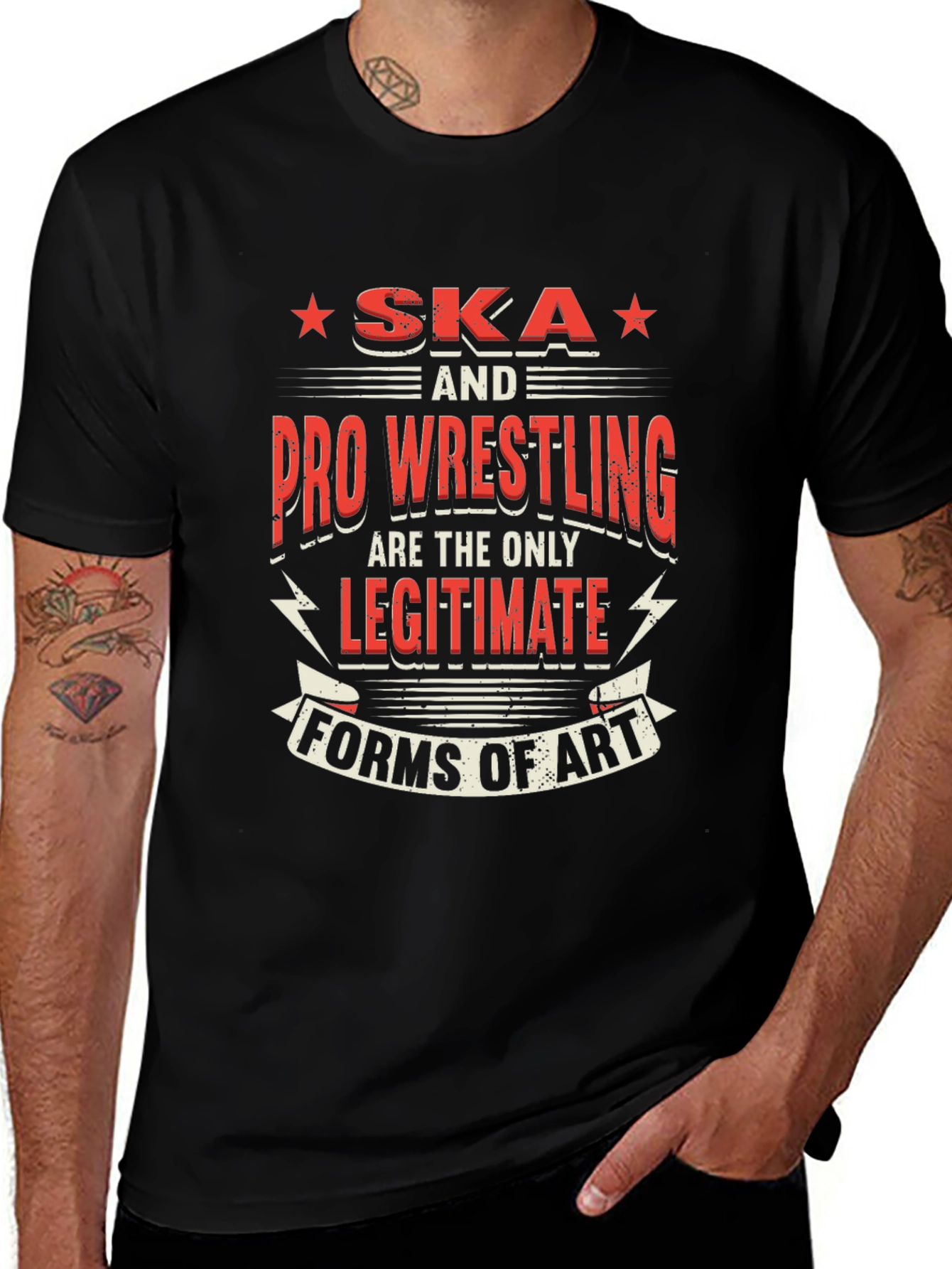 Ska & Pro Wrestling Art Graphic T-Shirt