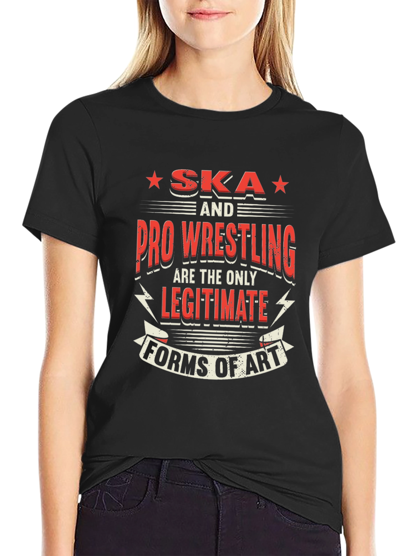 Ska & Pro Wrestling Art Graphic T-Shirt
