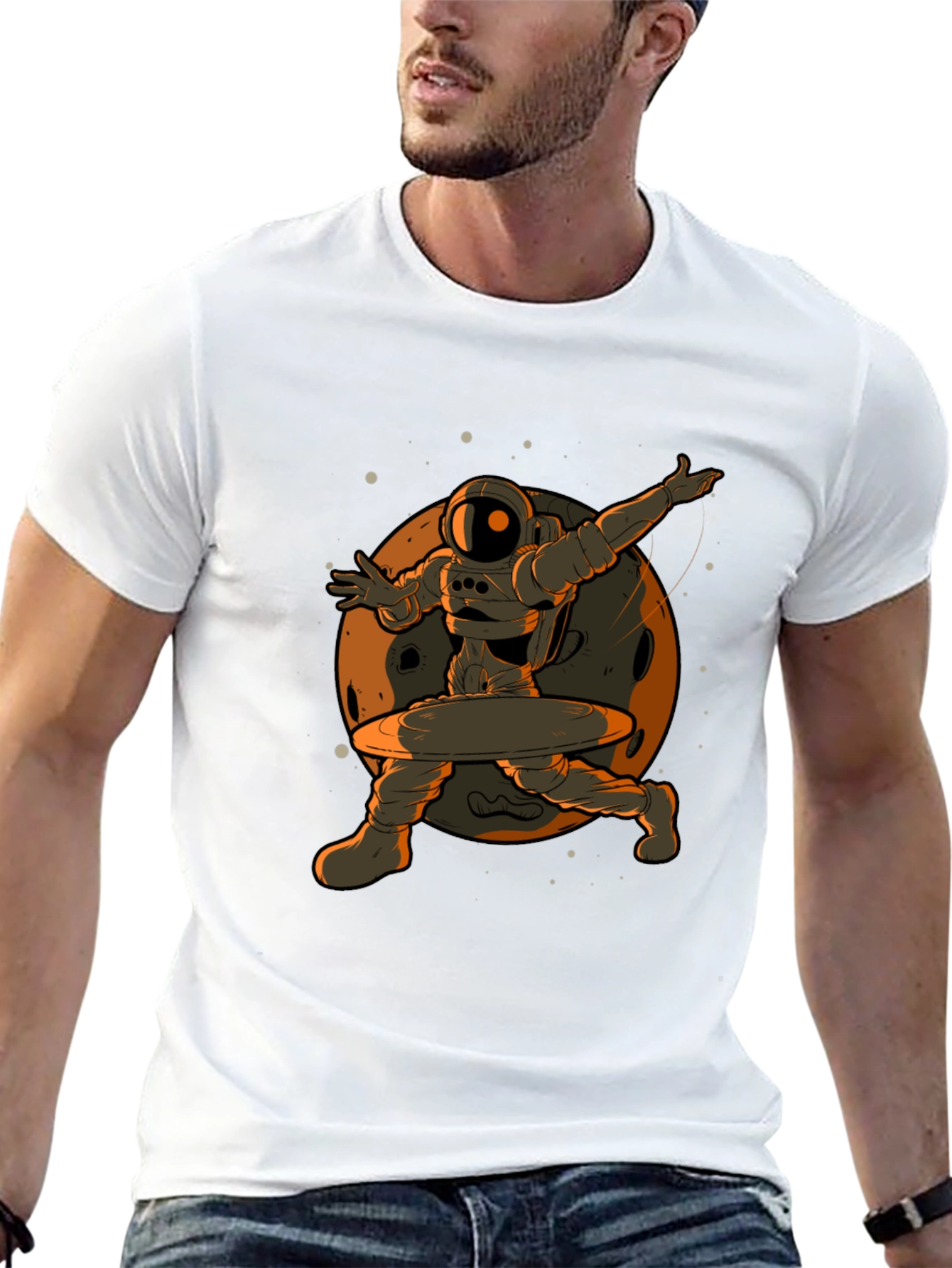 Astronaut Hula Hoop T-Shirt - Black Graphic Tee