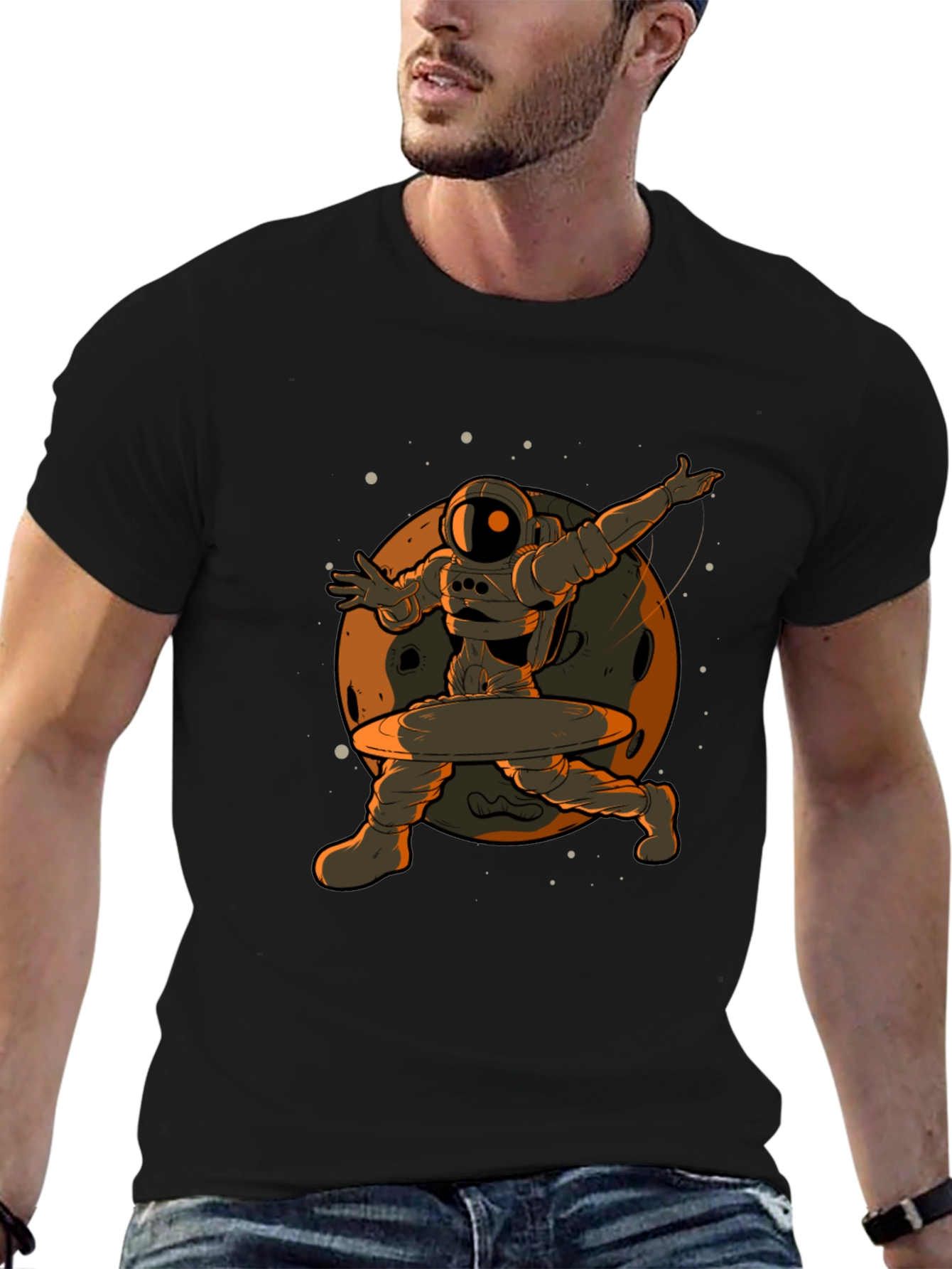Astronaut Hula Hoop T-Shirt - Black Graphic Tee