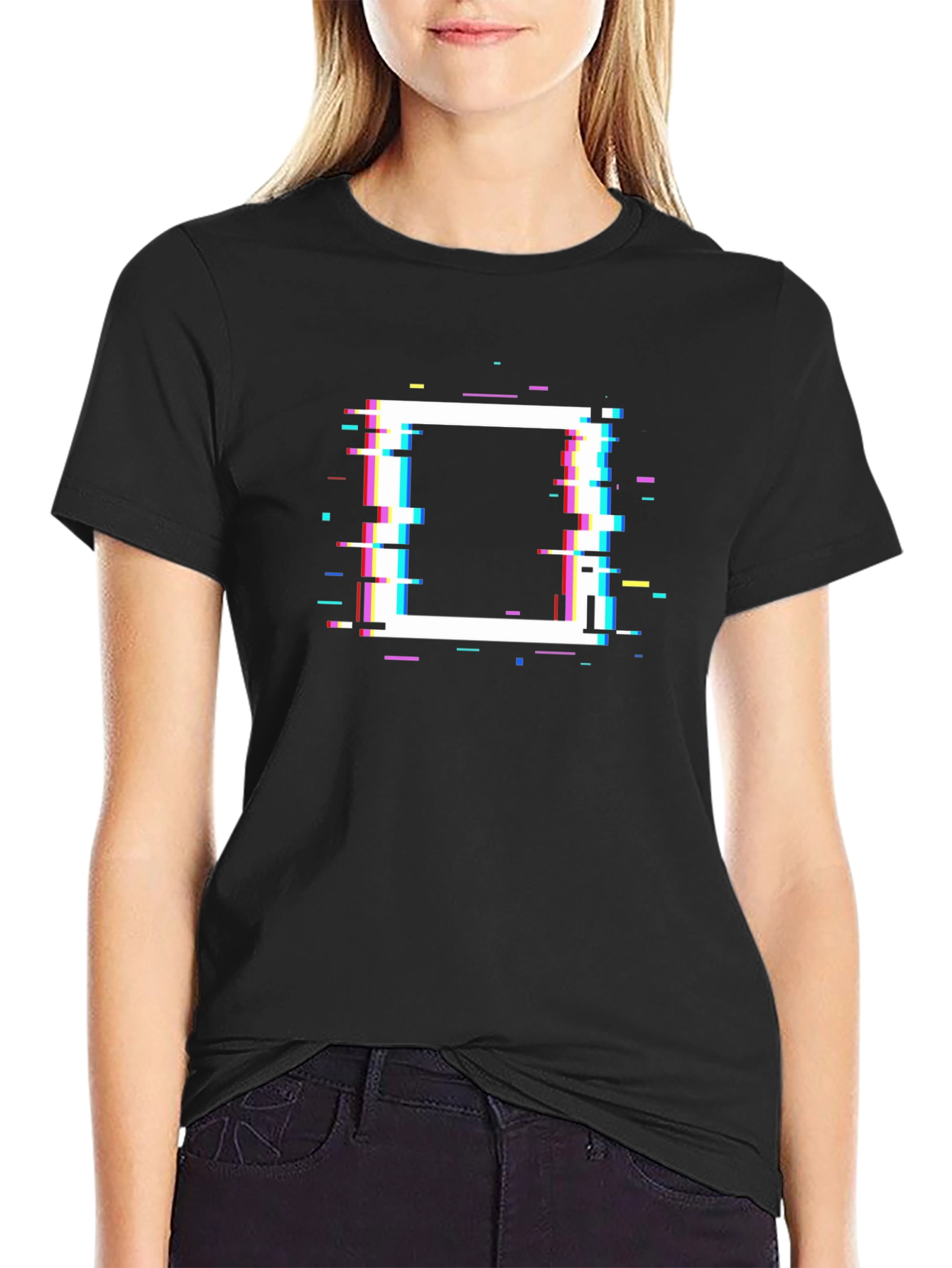 Glitch Square Graphic T-Shirt - Modern Casual Tee