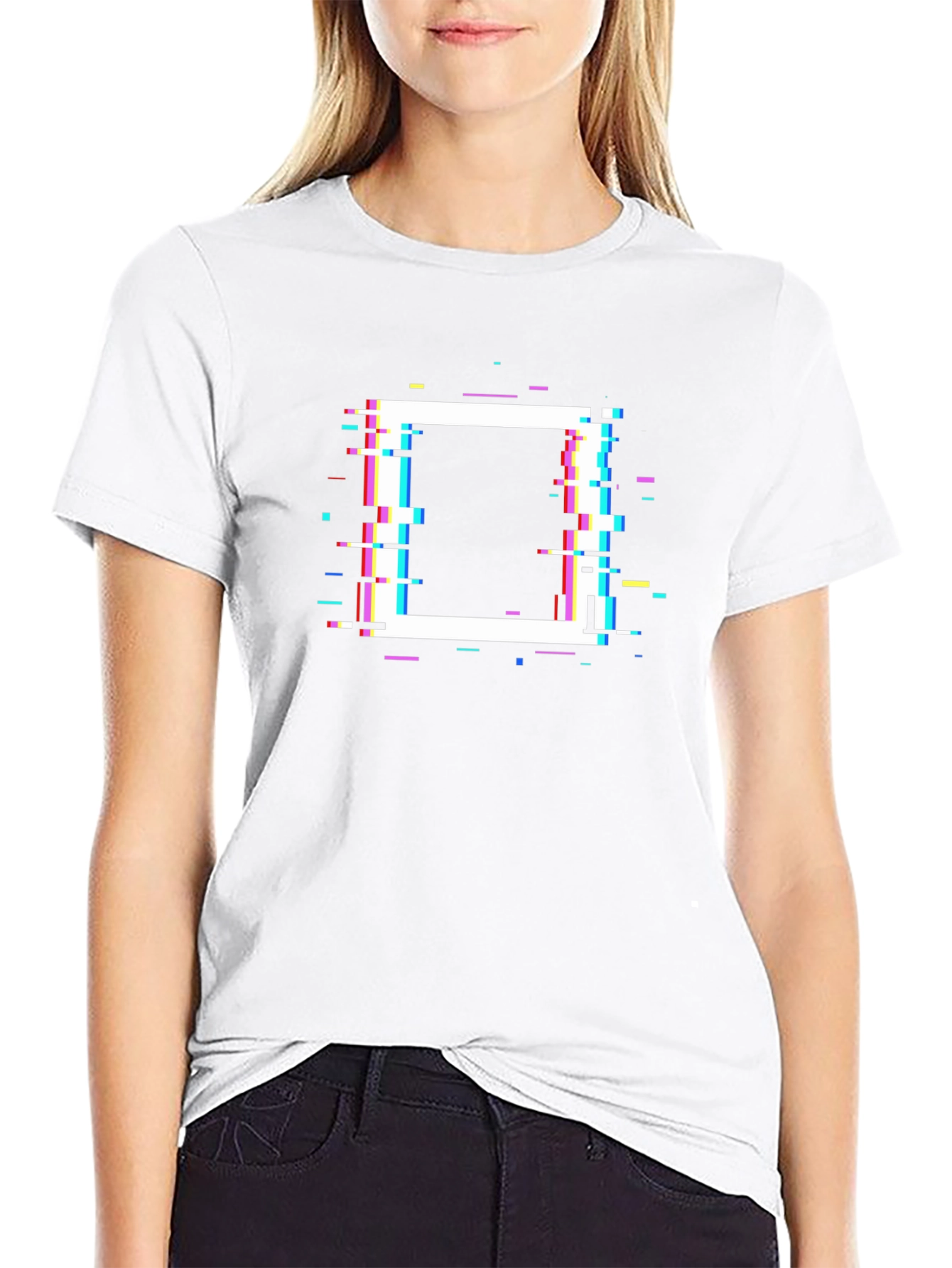 Glitch Square Graphic T-Shirt - Modern Casual Tee