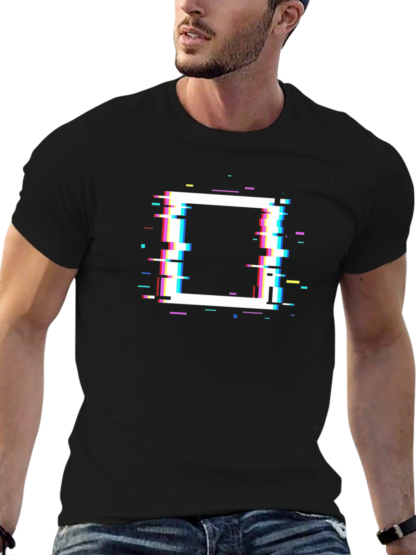 Glitch Square Graphic T-Shirt - Modern Casual Tee