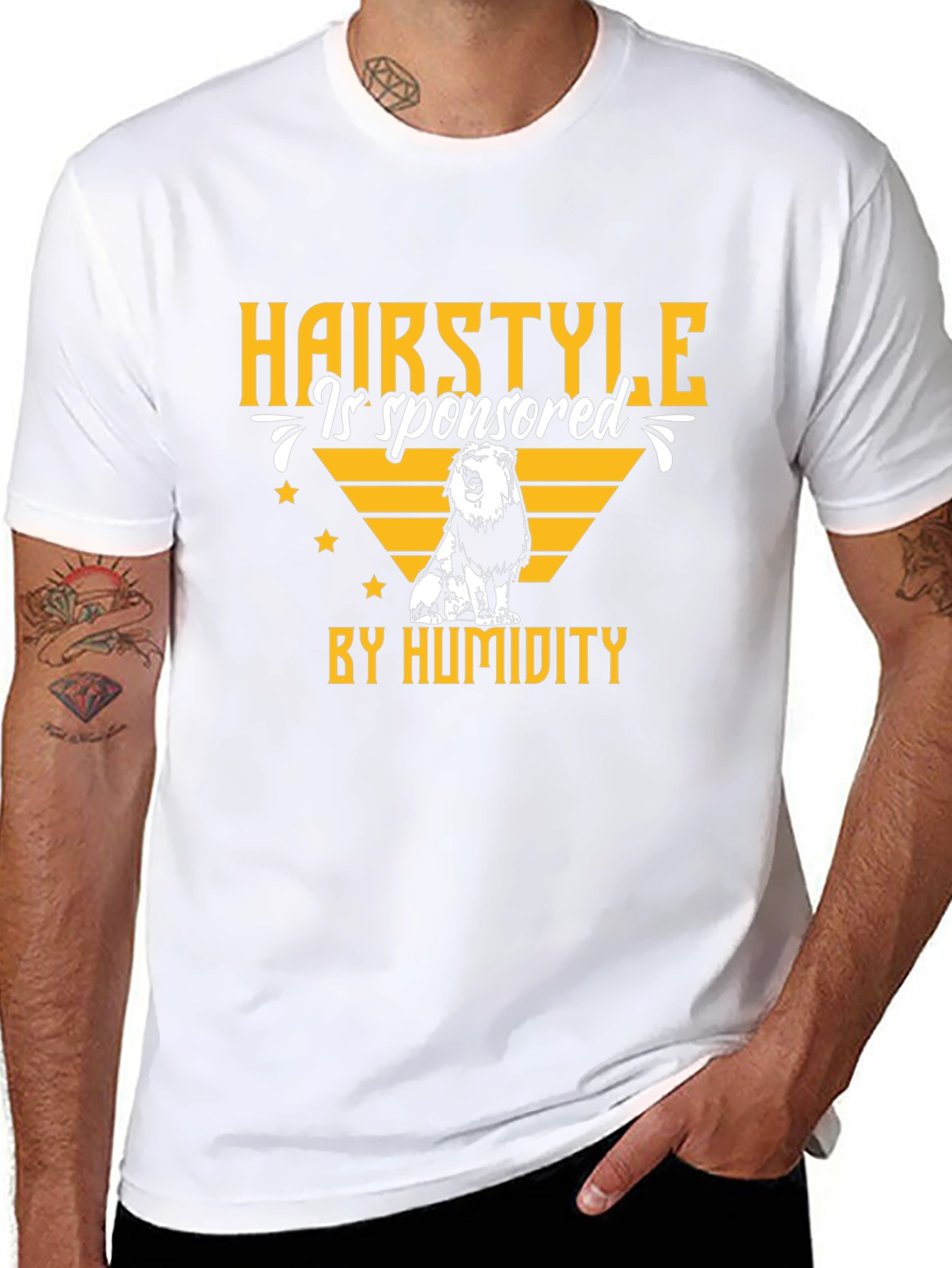 Humidity Lion Graphic T-Shirt - Funny Hair Style Tee
