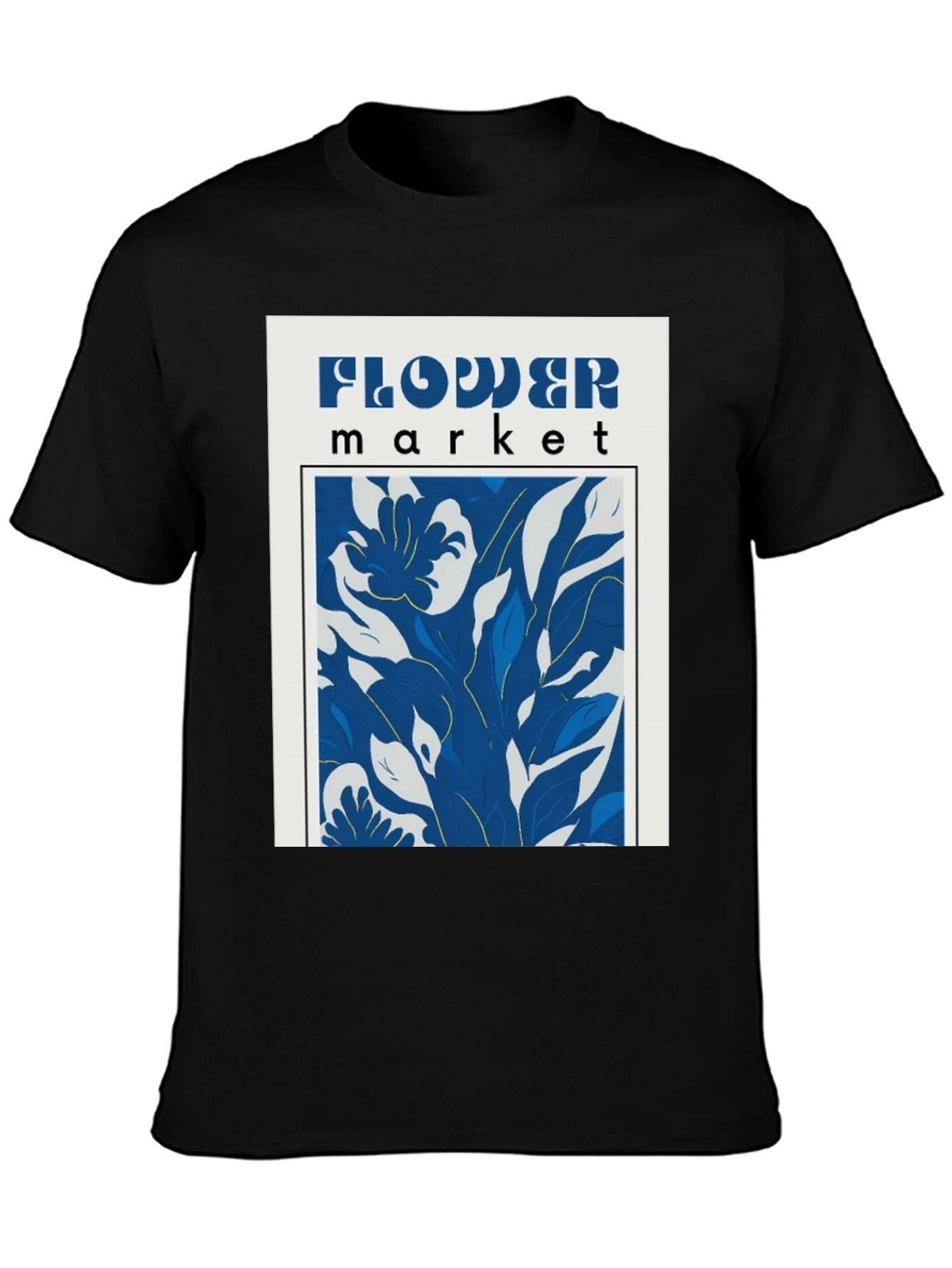 Flower Market Graphic Print Black T-Shirt