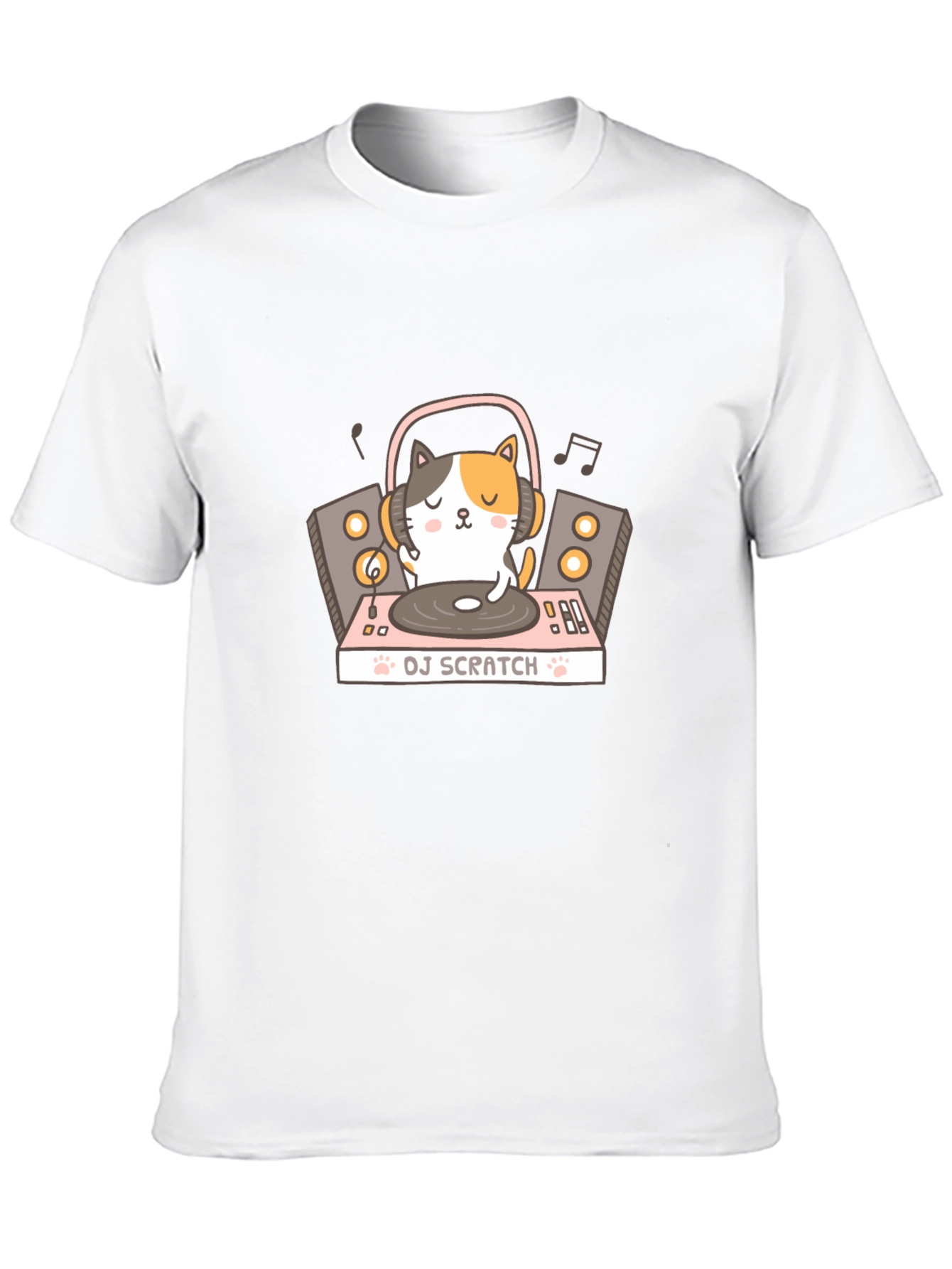 DJ Cat Scratch T-Shirt - Black Cotton Tee