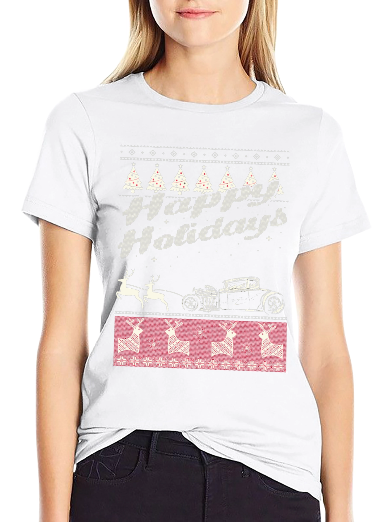 Happy Holidays Hot Rod Christmas T-Shirt