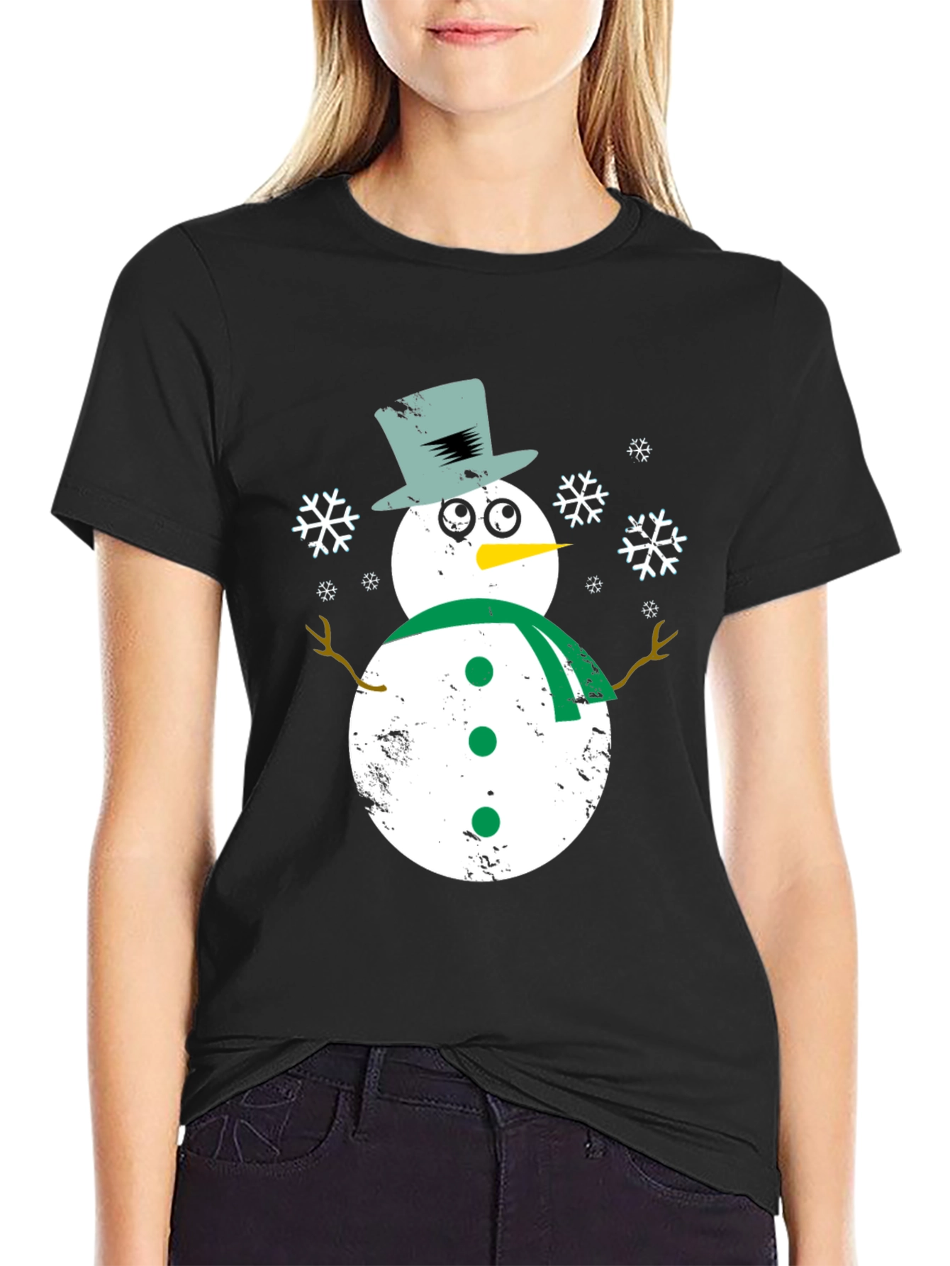 Whimsical Snowman Graphic Tee - Festive Holiday Shirt