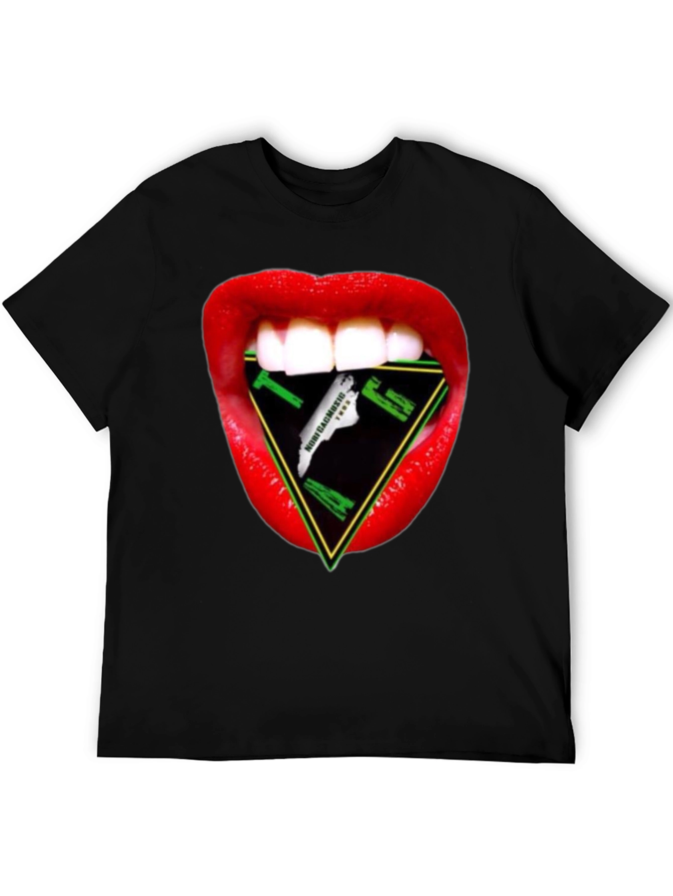 Lips Triangle Graphic Tee - Modern Streetwear Style