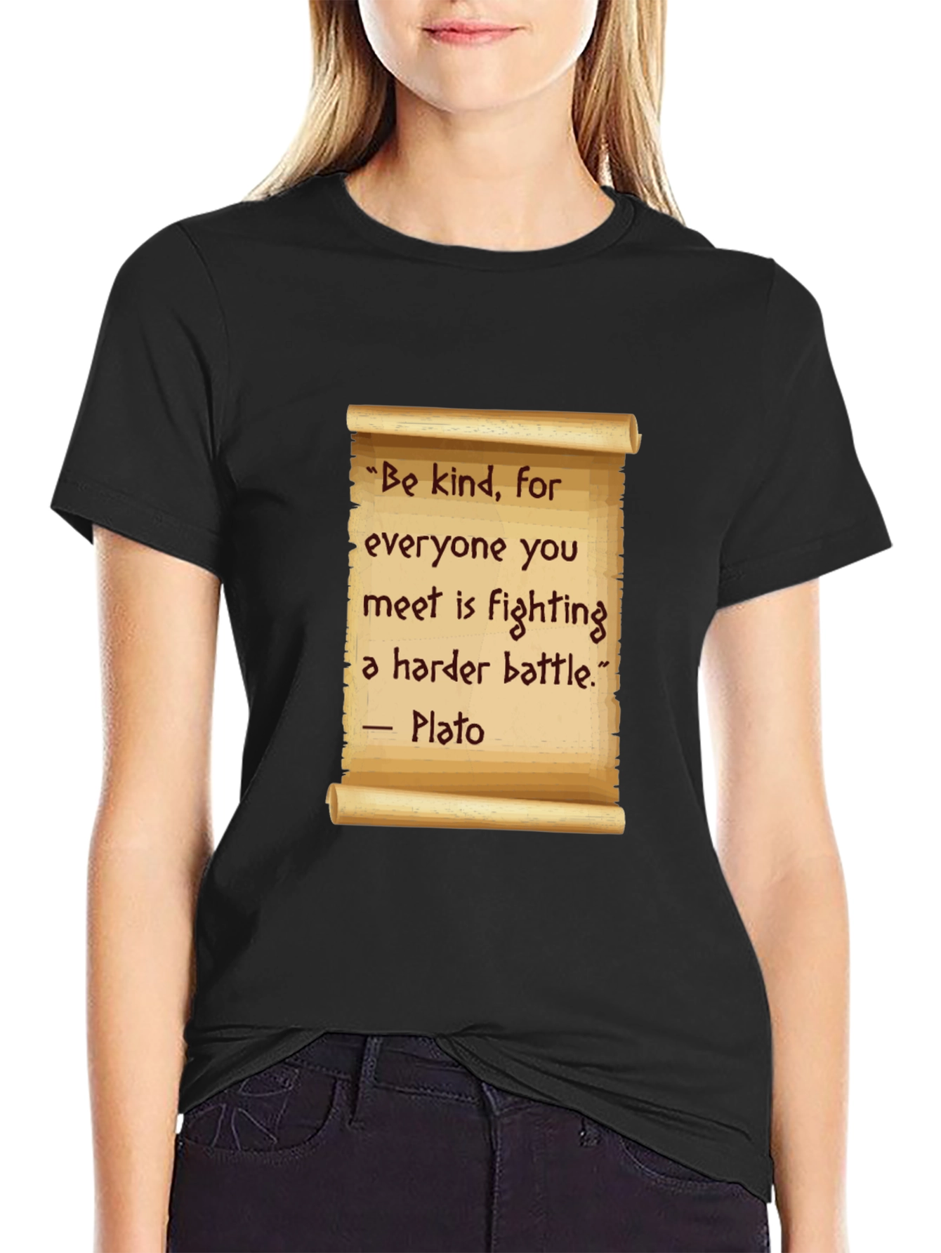 Be Kind T-Shirt - Plato Quote Scroll Design