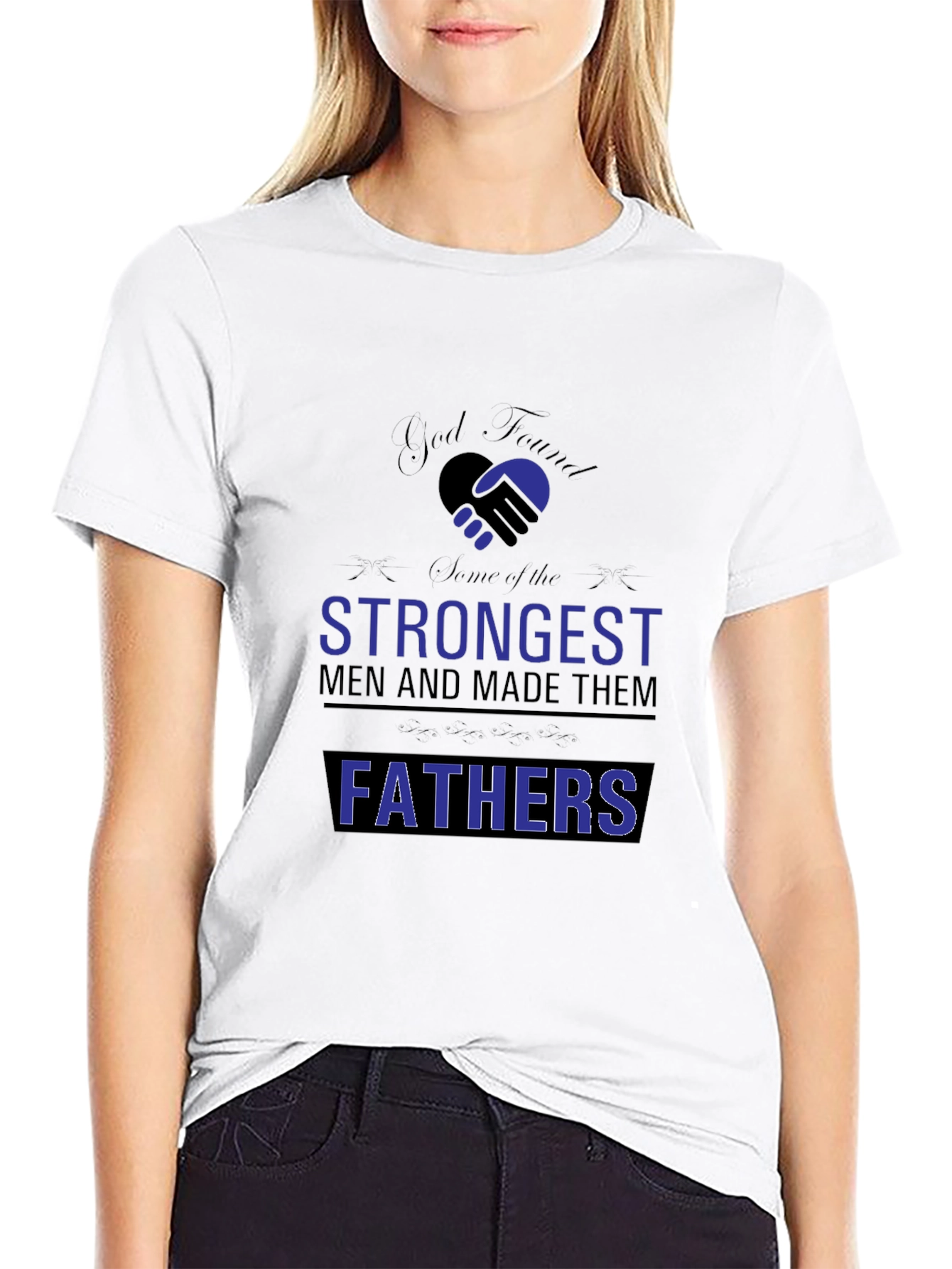 Strongest Fathers Black T-Shirt - Gift for Dad