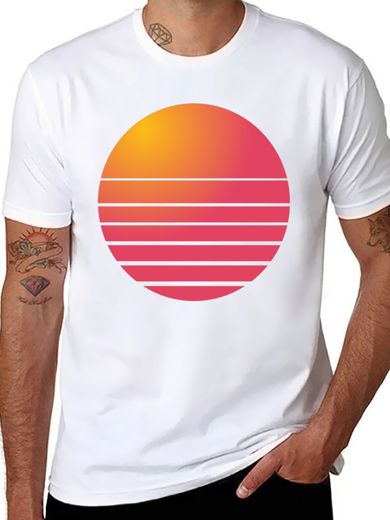 Retro Sunset Graphic Tee - Stylish Black T-Shirt