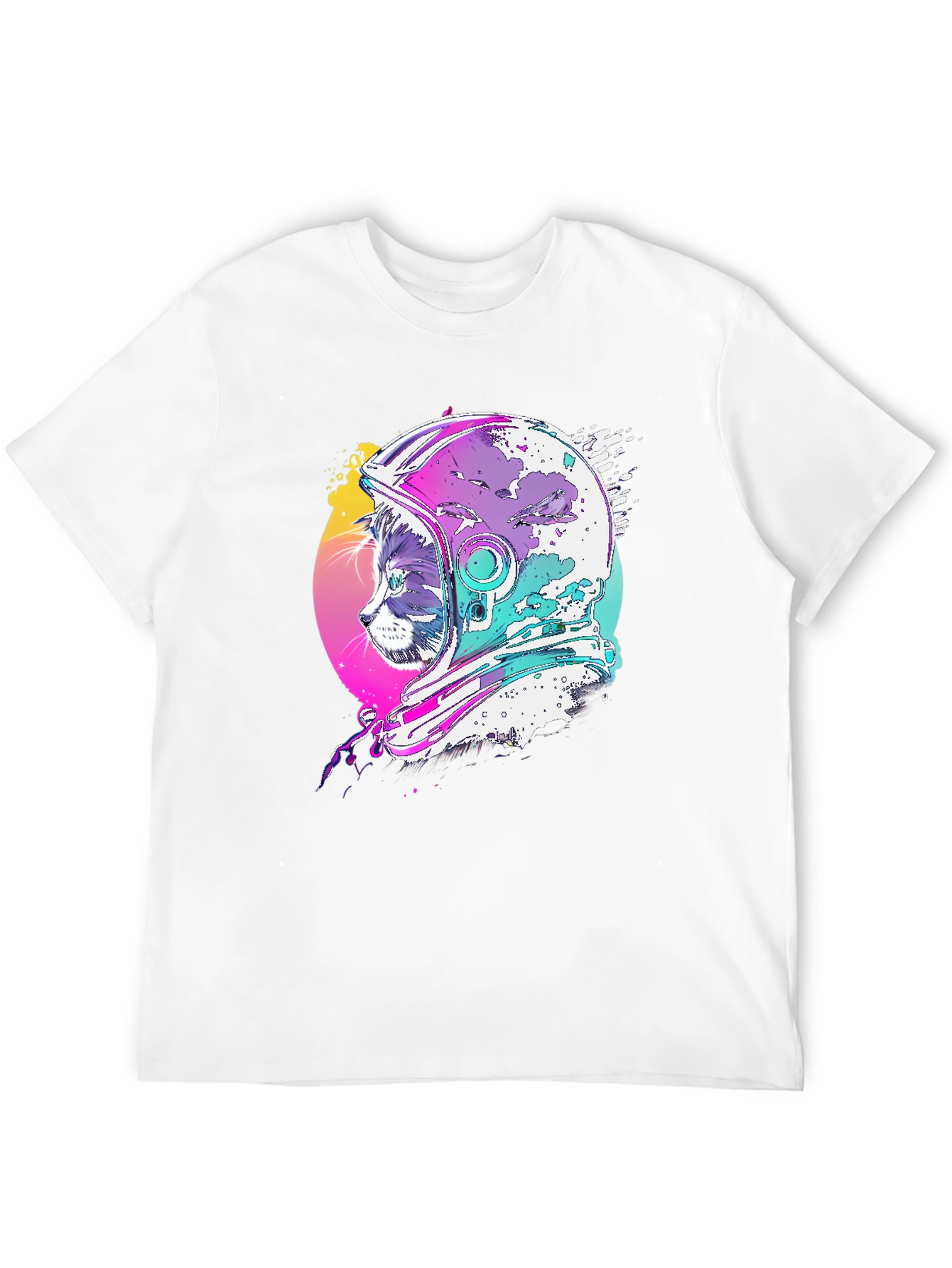 Cat Astronaut Graphic Tee - Black Cotton Blend